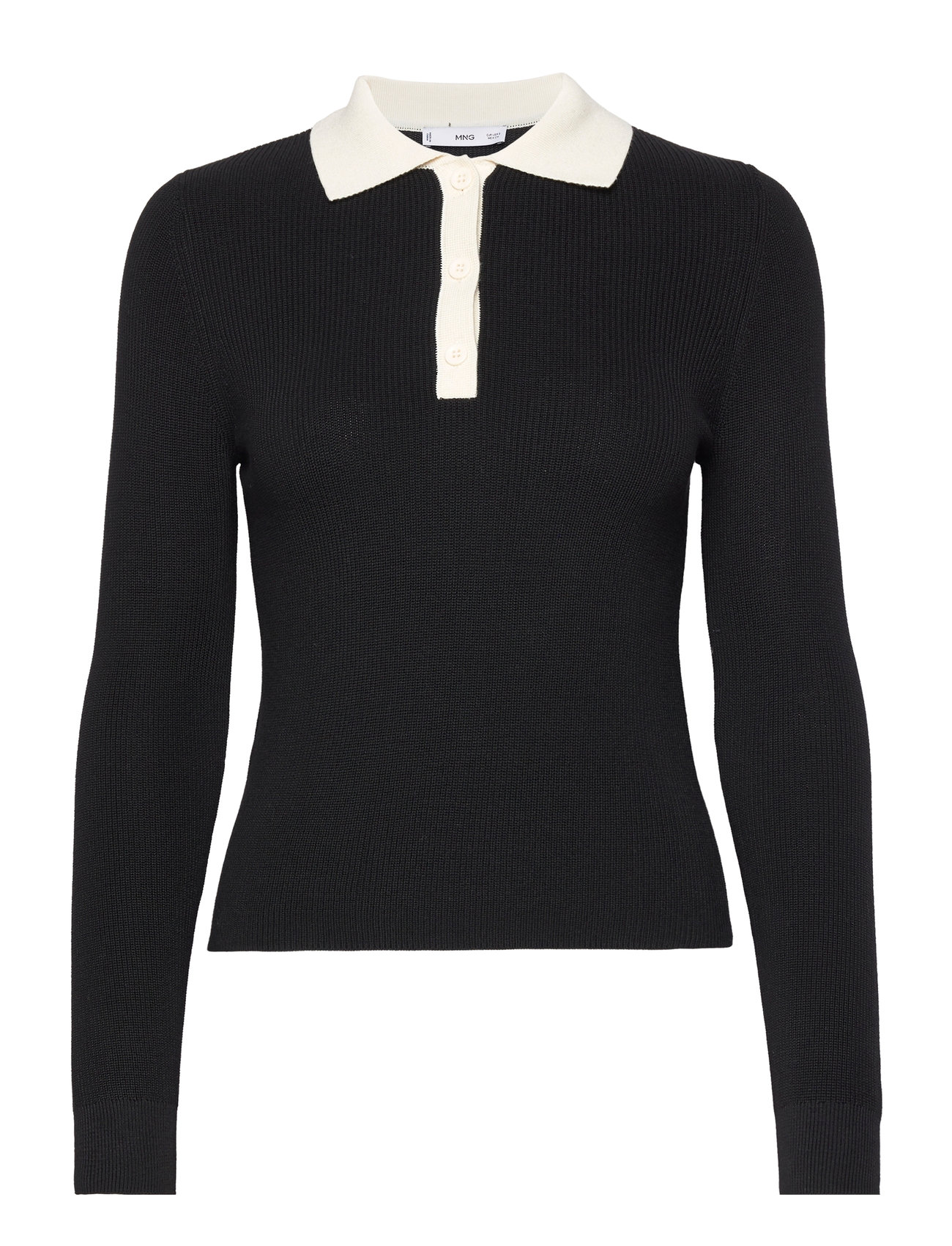 Mango Knitted Polo-Neck Sweater Svart