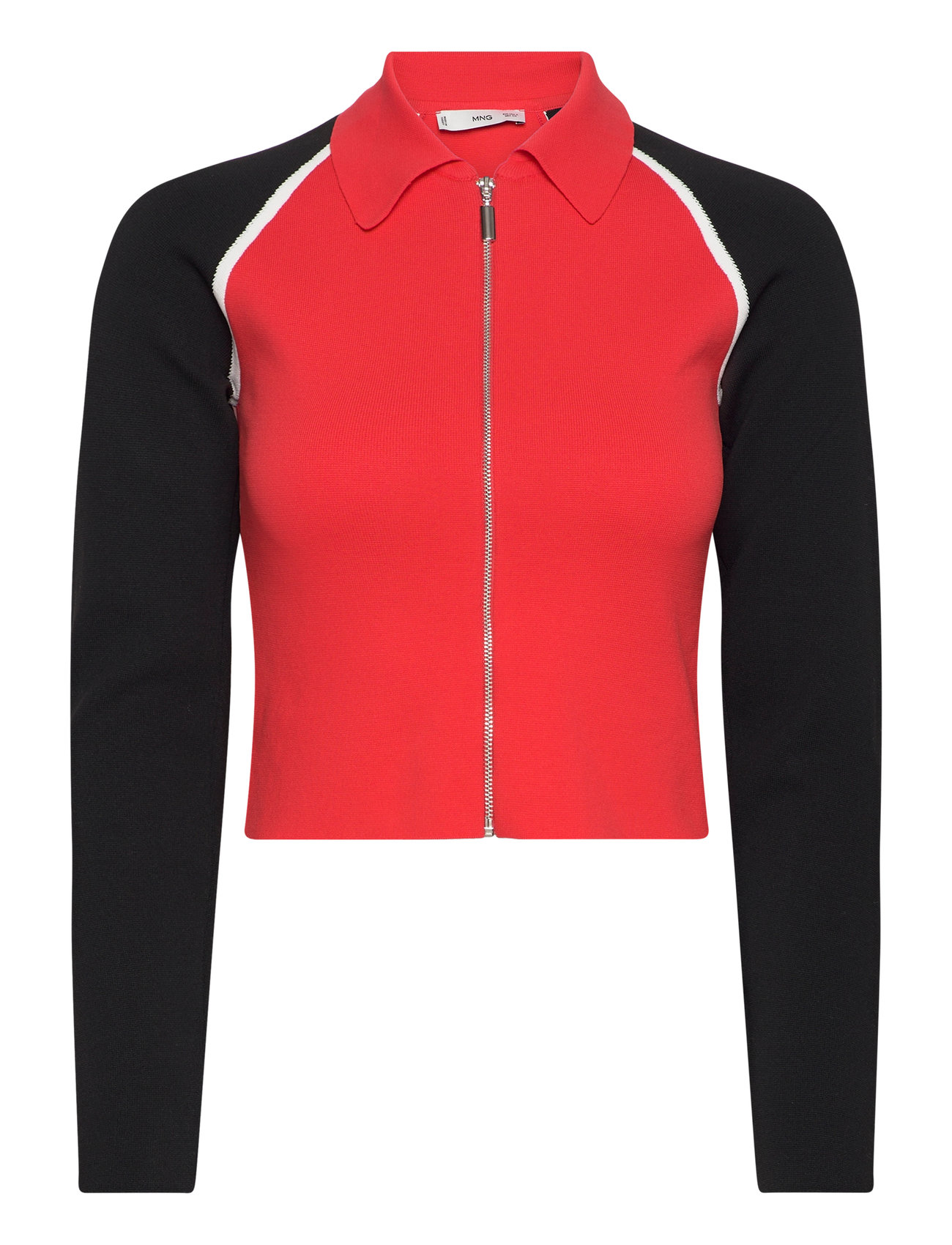 Zipper Crop Cardigan Red Mango