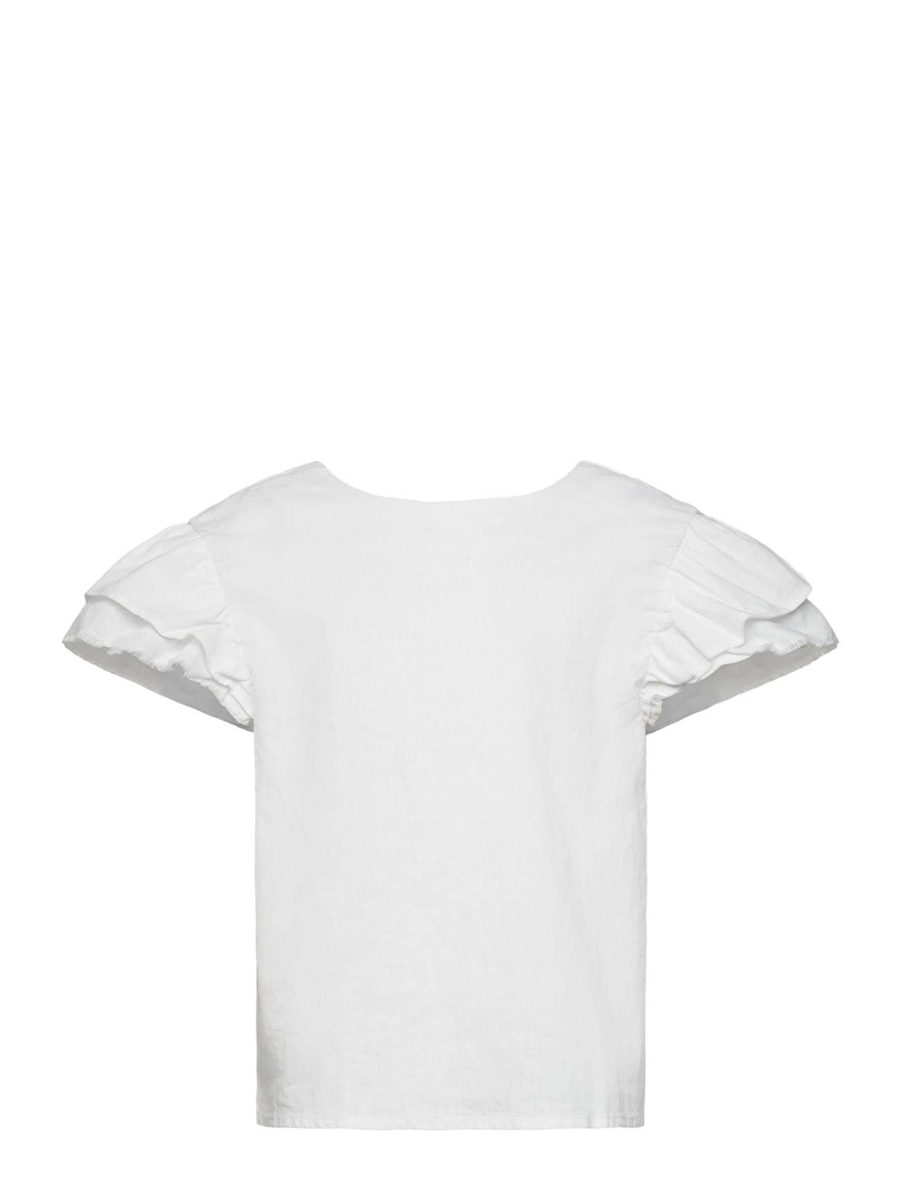 Linen-Blend Ruffled Blouse White Mango