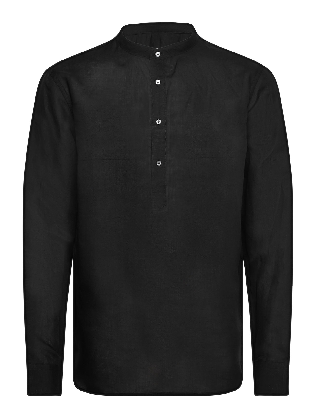 Regular-Fit Linen Shirt With Mao Collar Black Mango