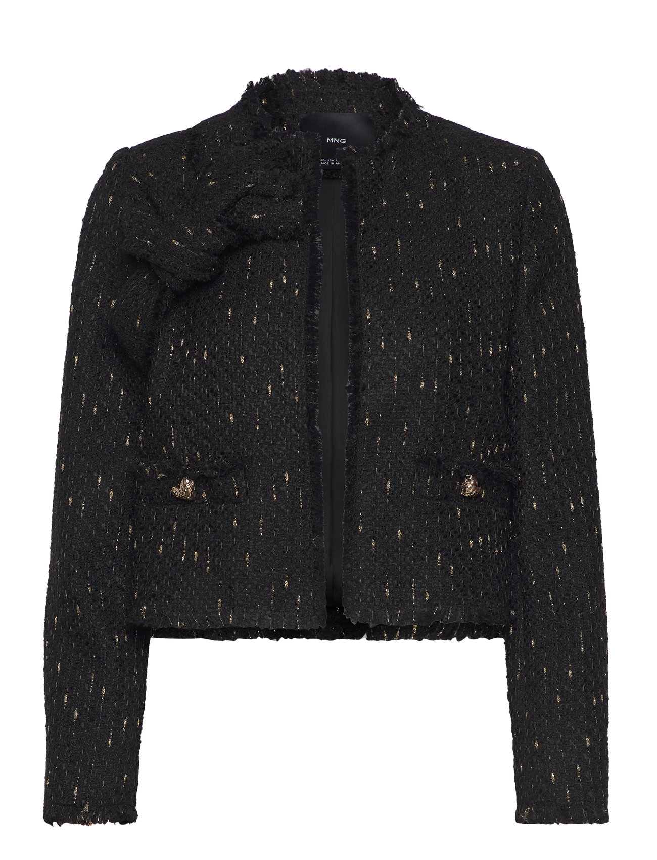 Mango Tweed Jacket With Lurex Details Svart