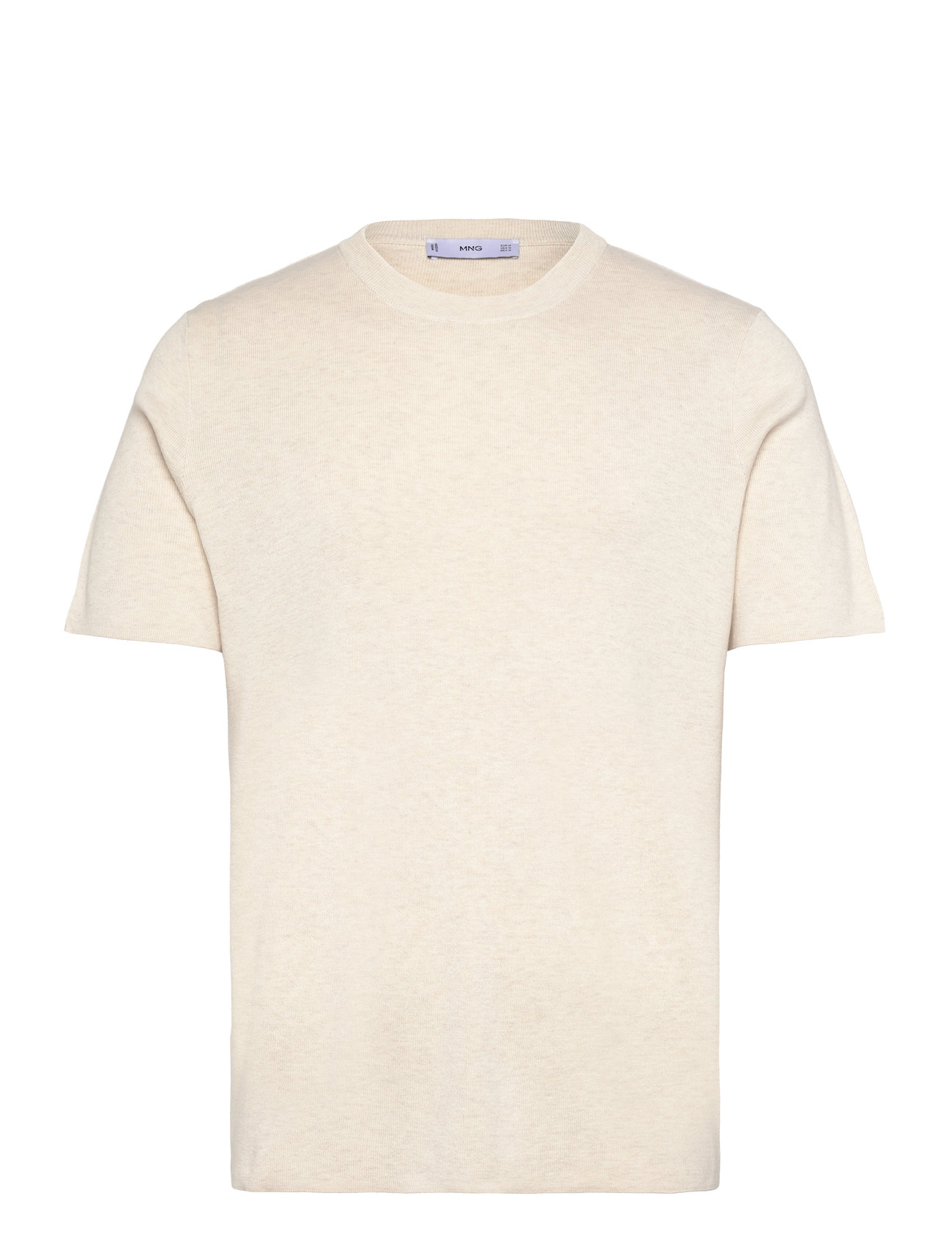 Cotton Blend Knitted T-Shirt Cream Mango