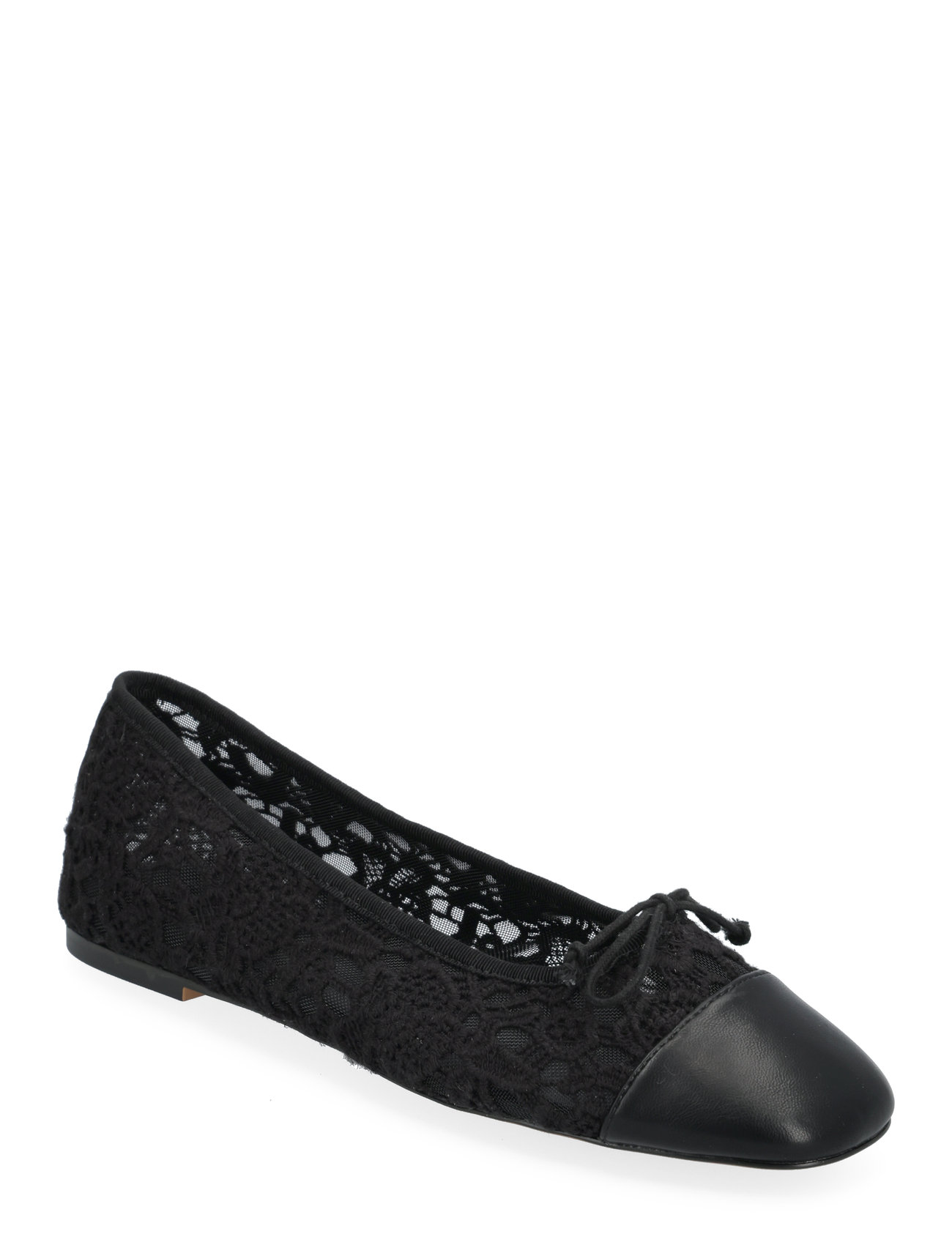 Lace Ballet Flats With Bow Black Mango