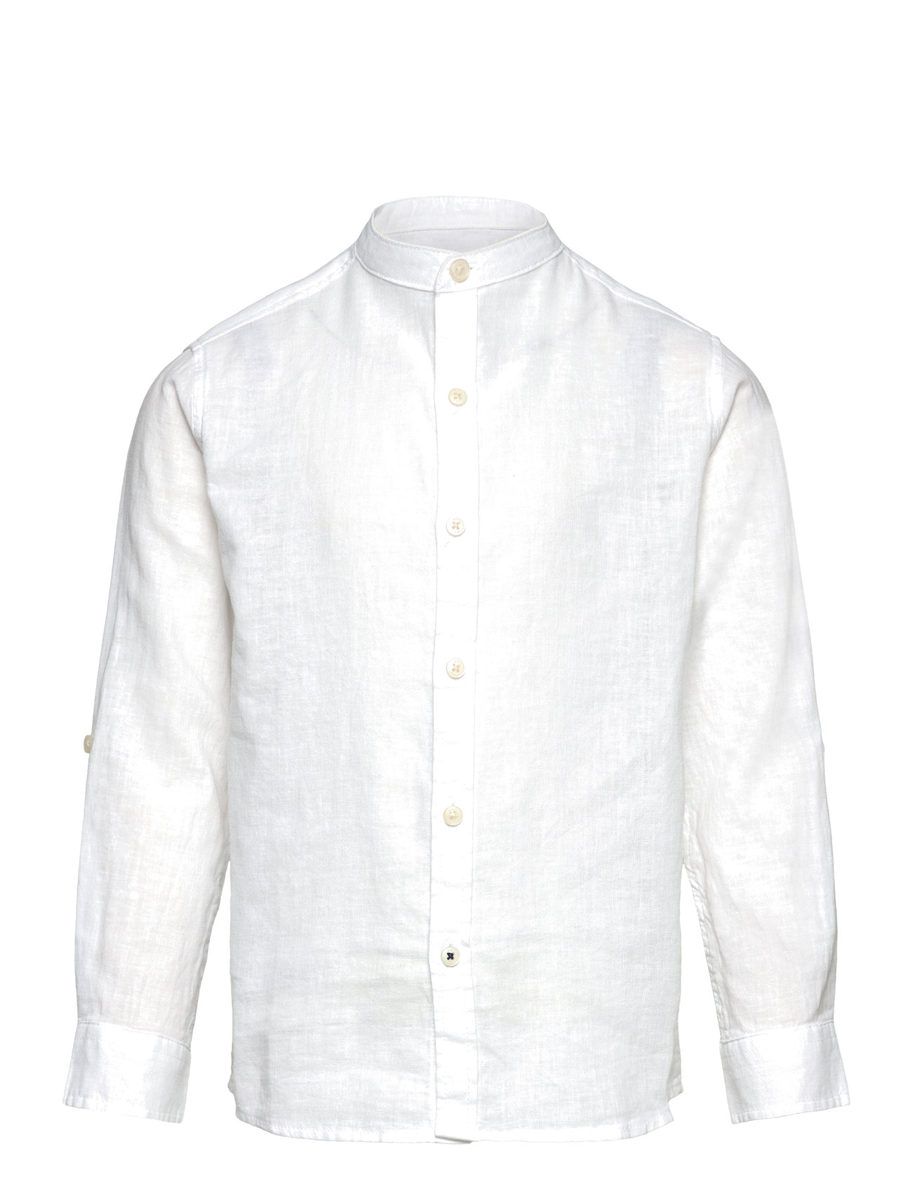 Regular-Fit Mao-Collar Linen Shirt White Mango