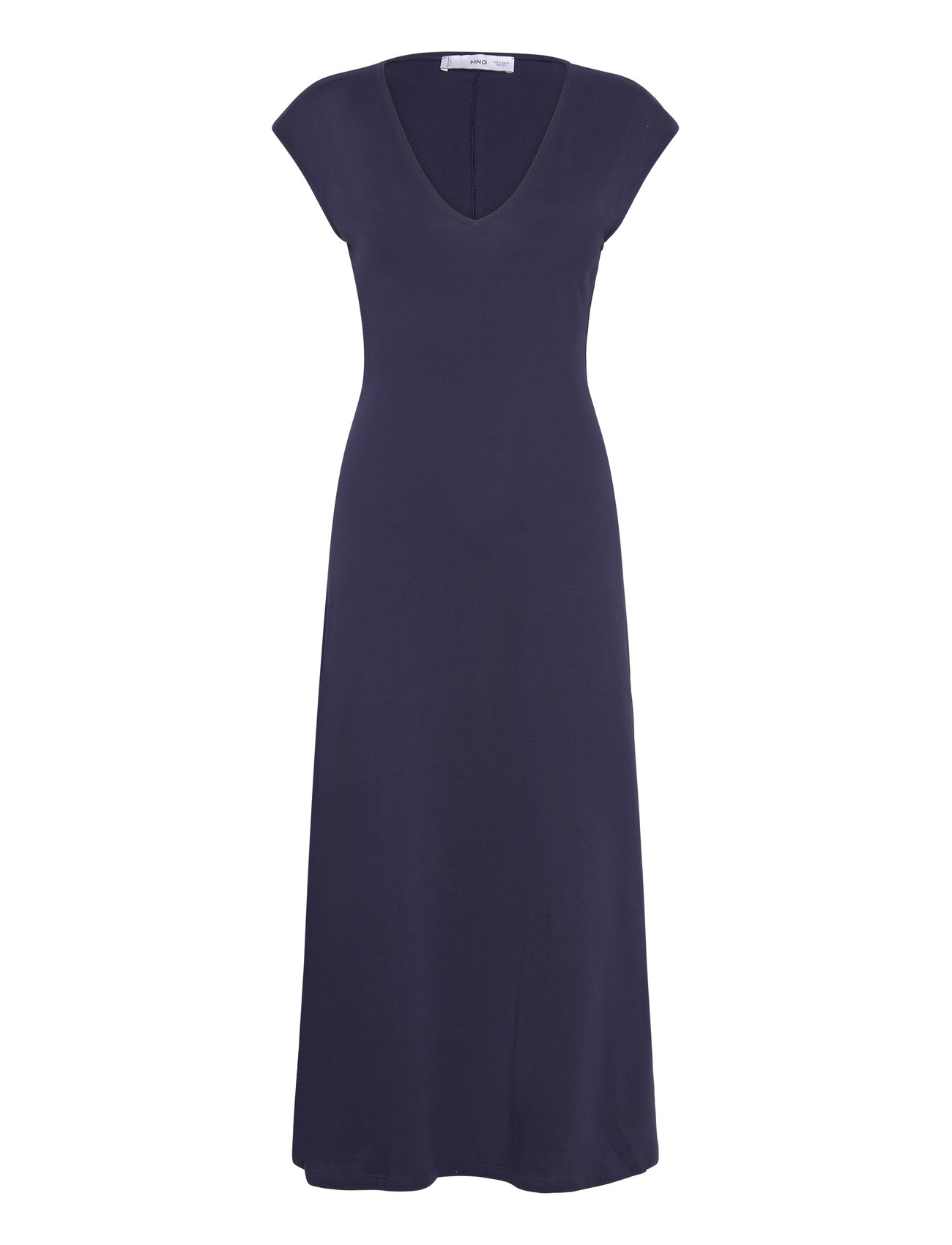V-Neck Cotton Dress Navy Mango
