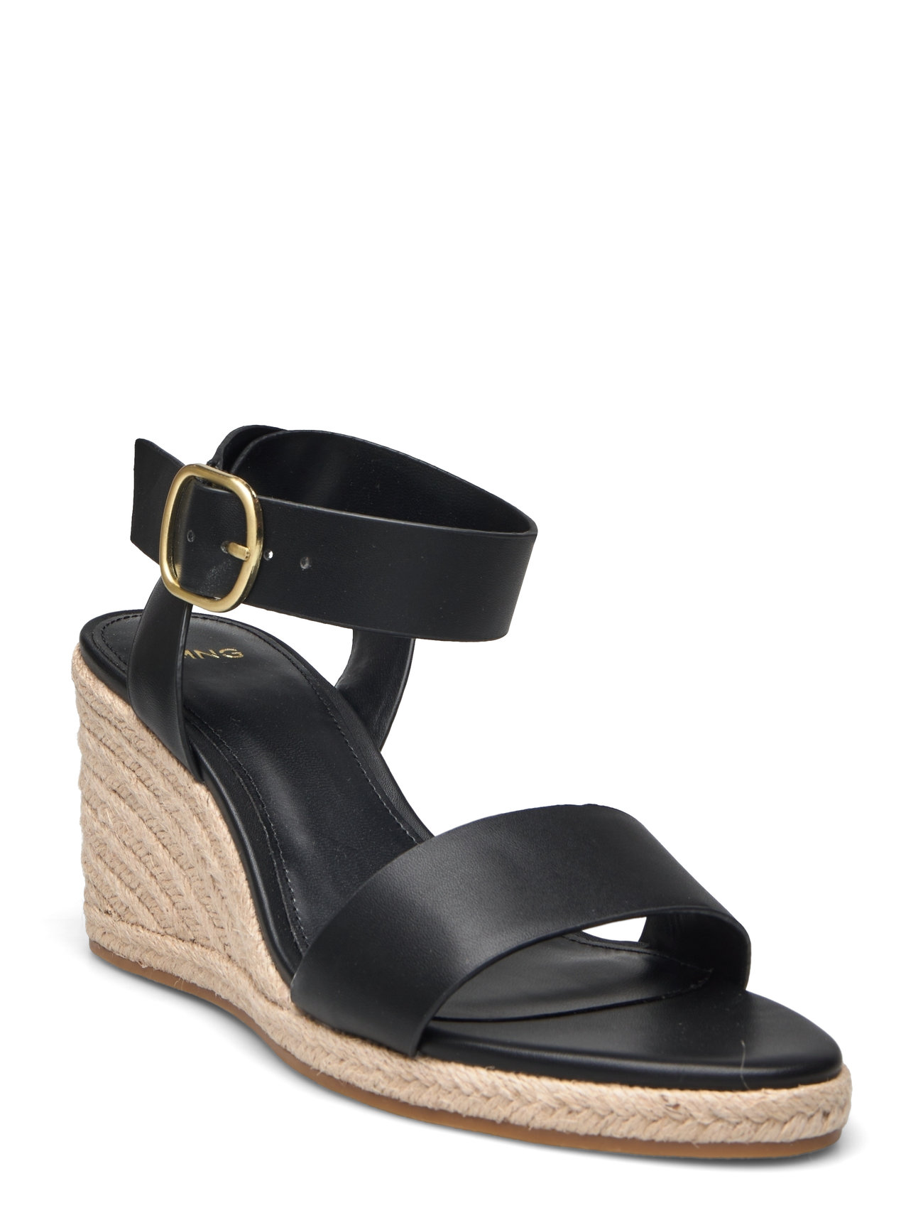 Wedge Buckle Sandals Sko Med Kilehæl Black Mango