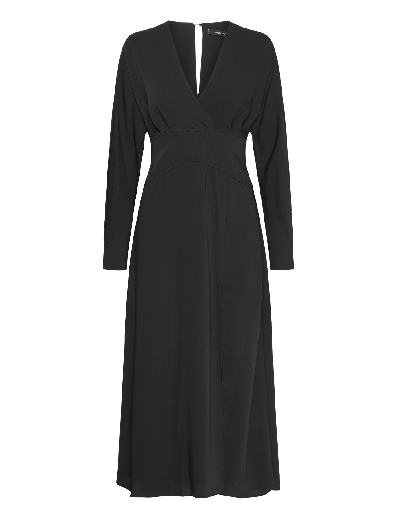 Cross-Neckline Slit Dress Knelang Kjole Black Mango