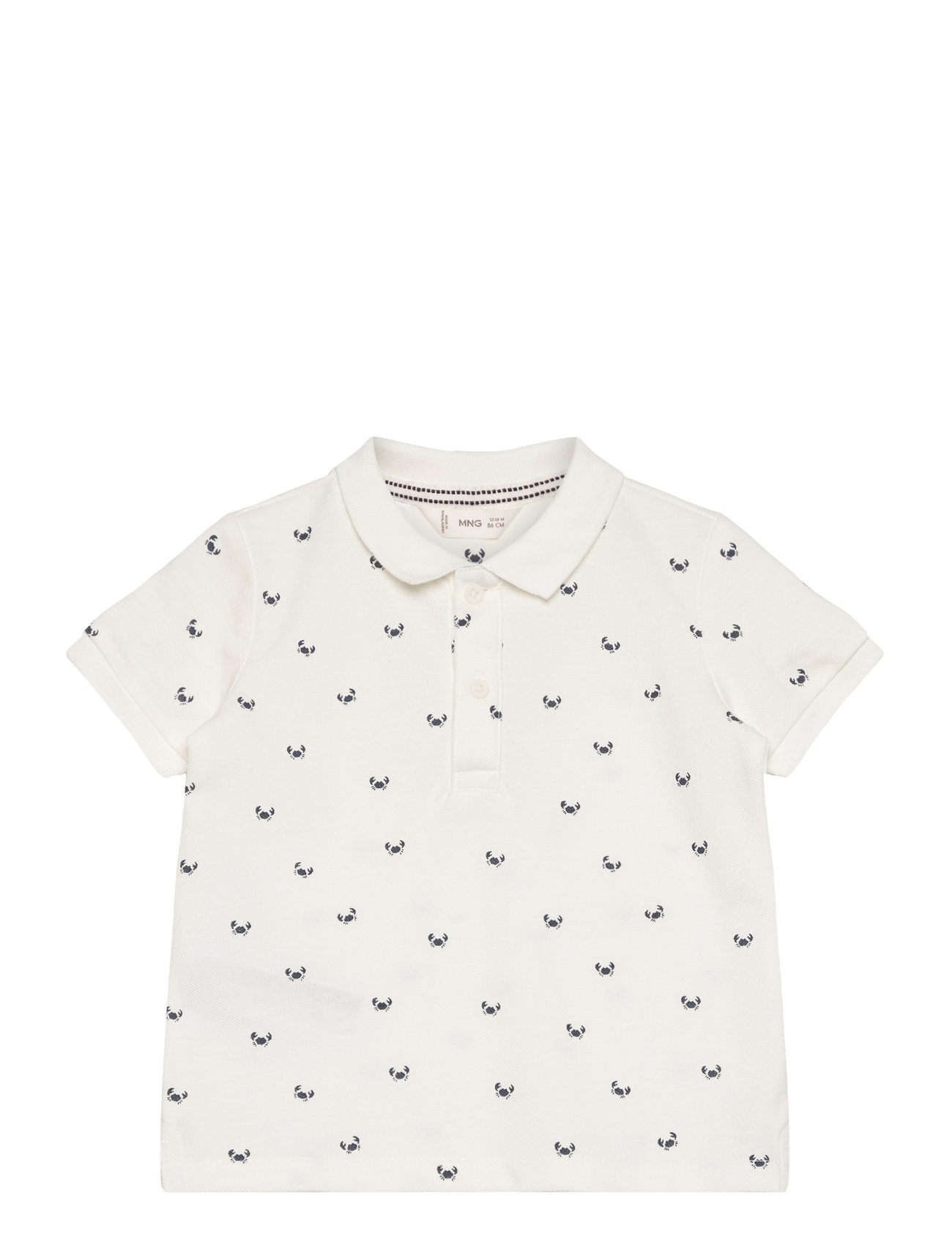 Printed Cotton Polo Shirt White Mango