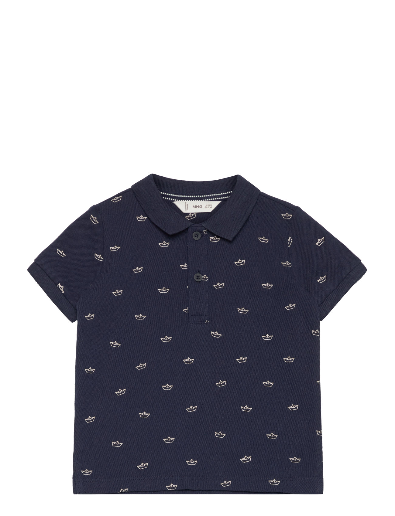 Printed Cotton Polo Shirt Navy Mango