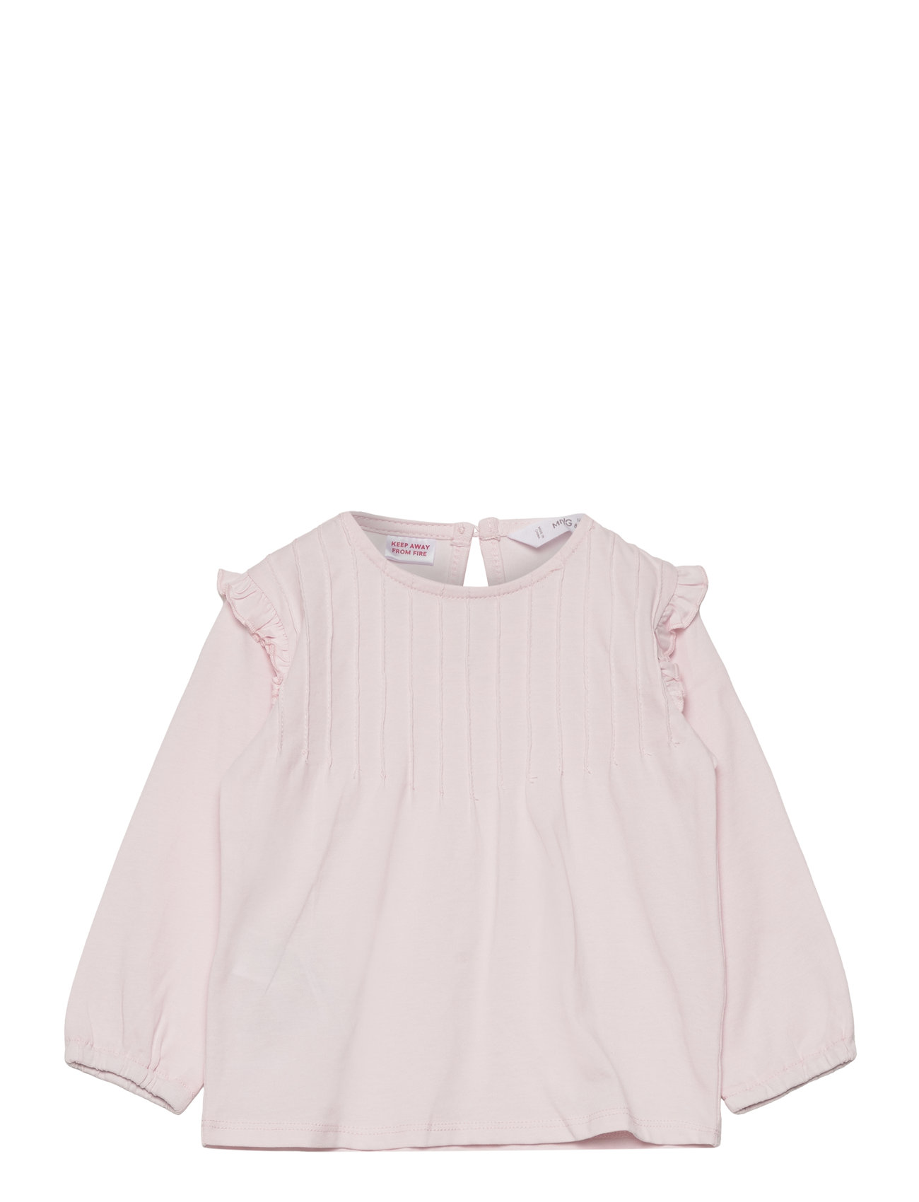 Long -Sleeved T-Shirt With Ruffles Pink Mango