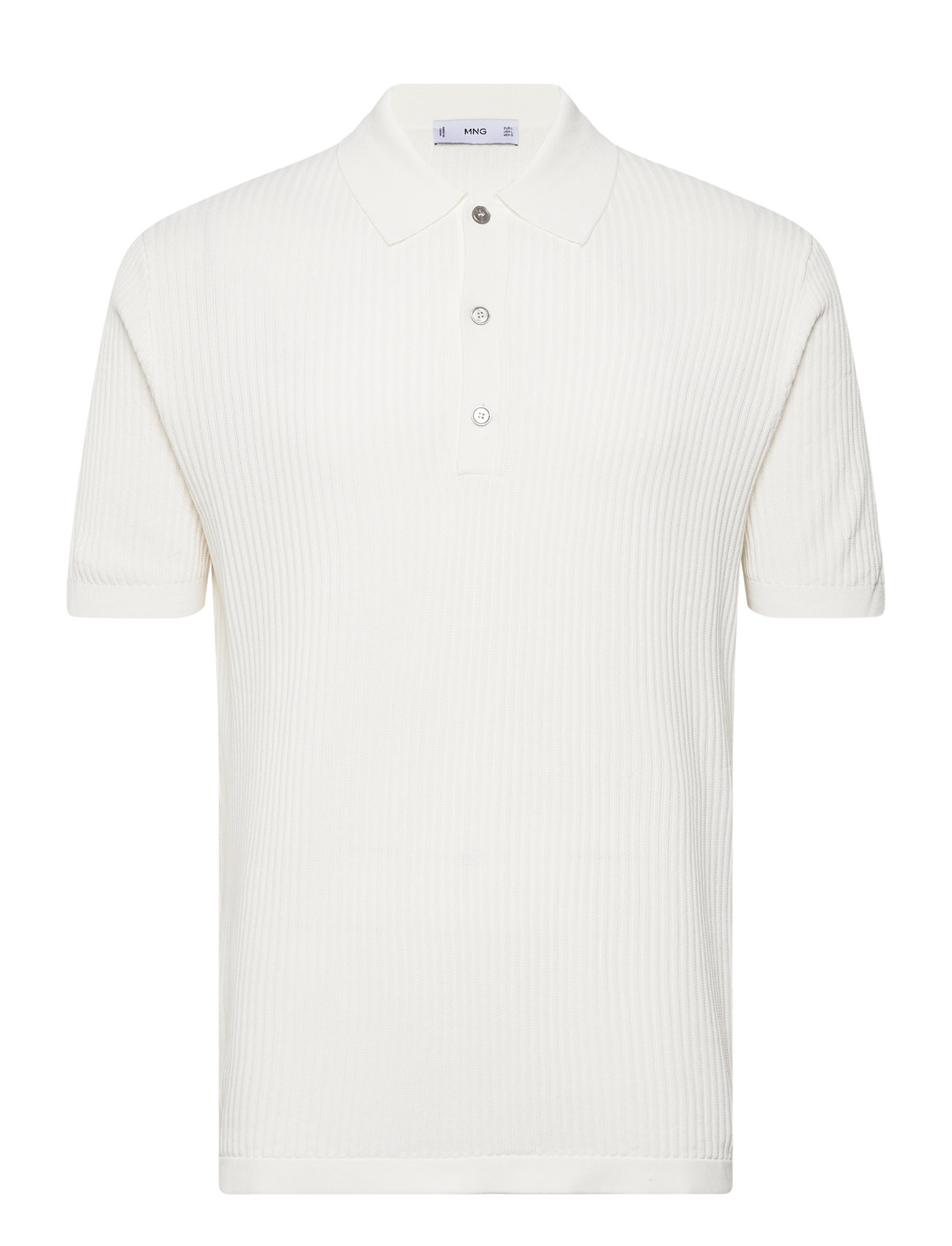 Knit Cotton Polo Shirt White Mango