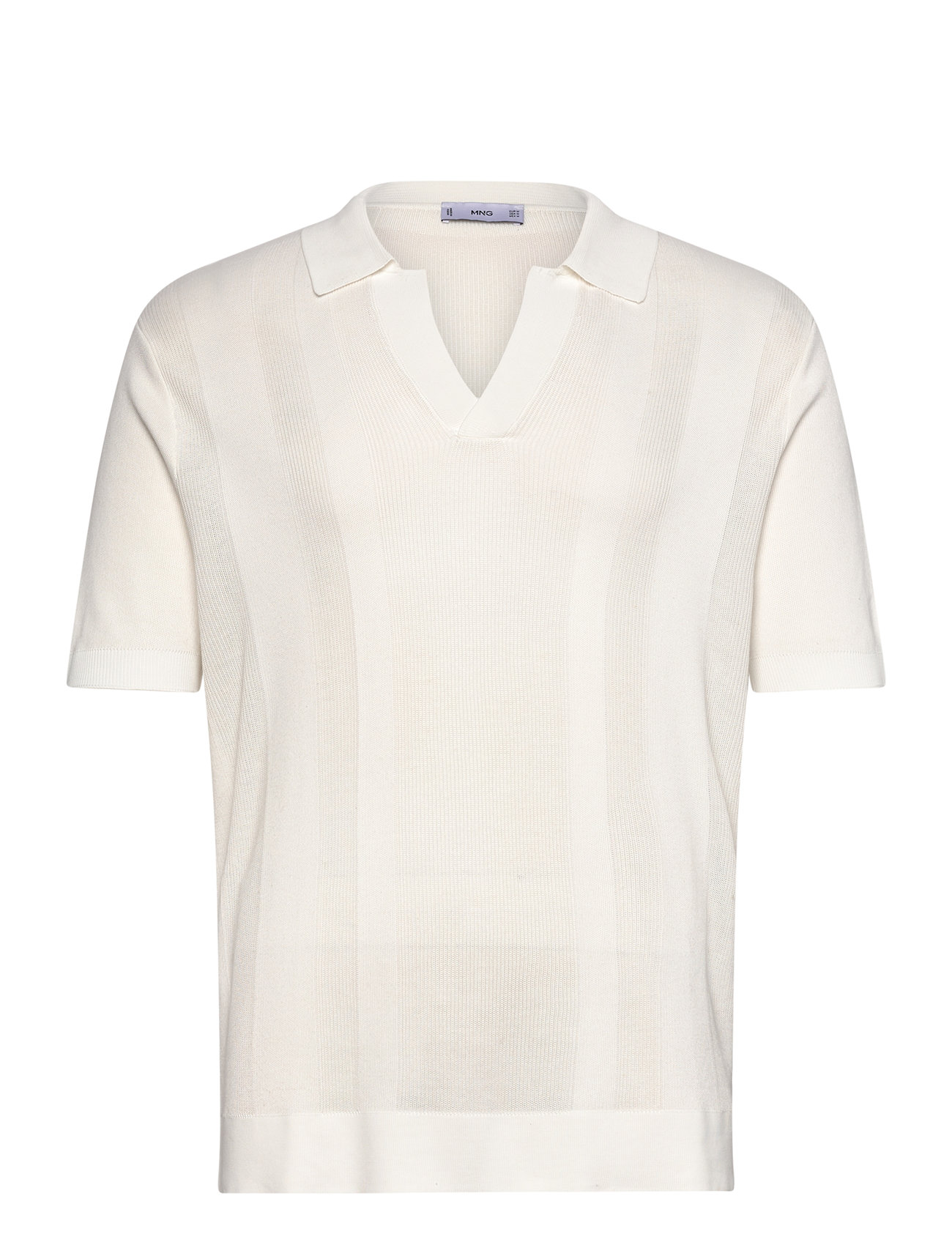 Ribbed Knit Polo Shirt White Mango
