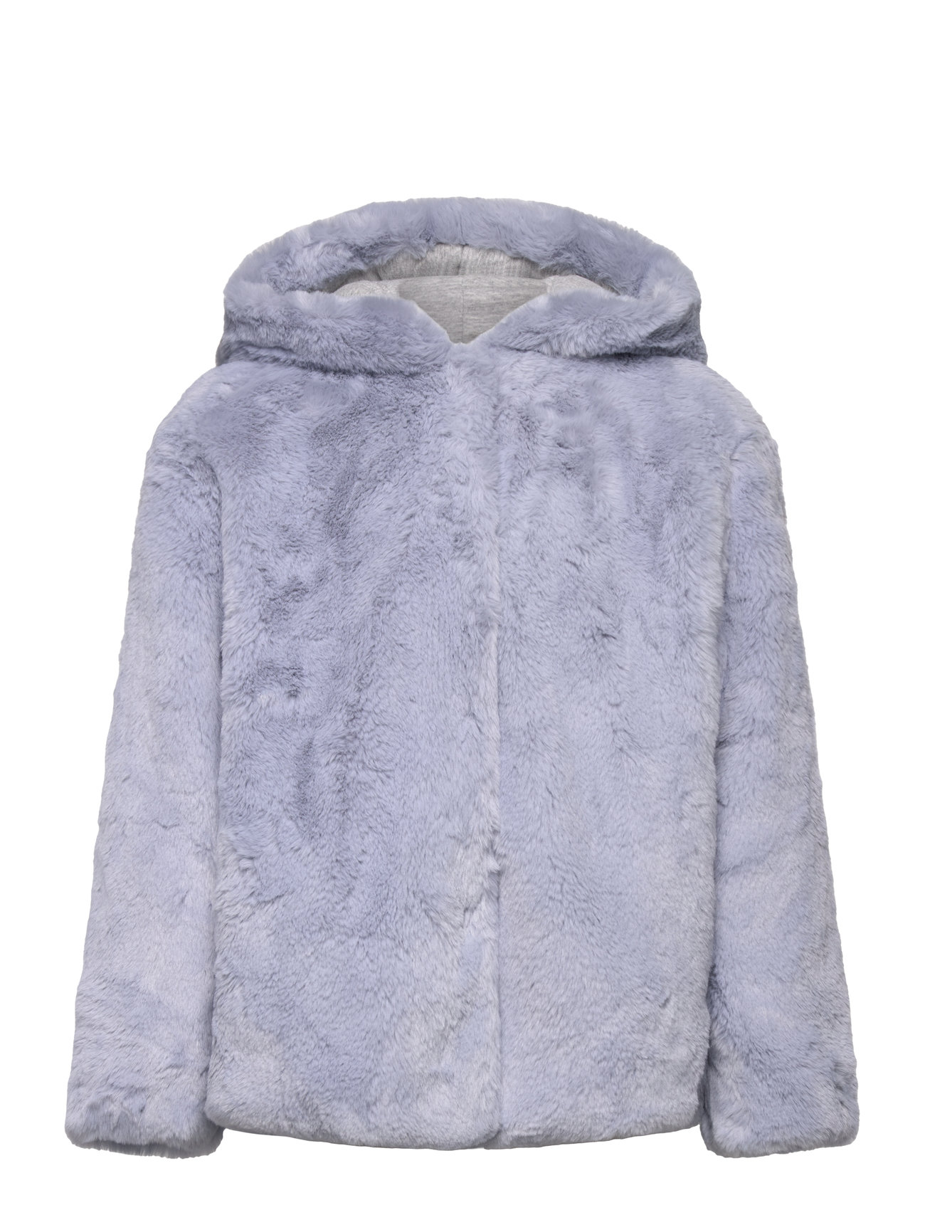 Mango Coat With Fur-Effect Hood Blå