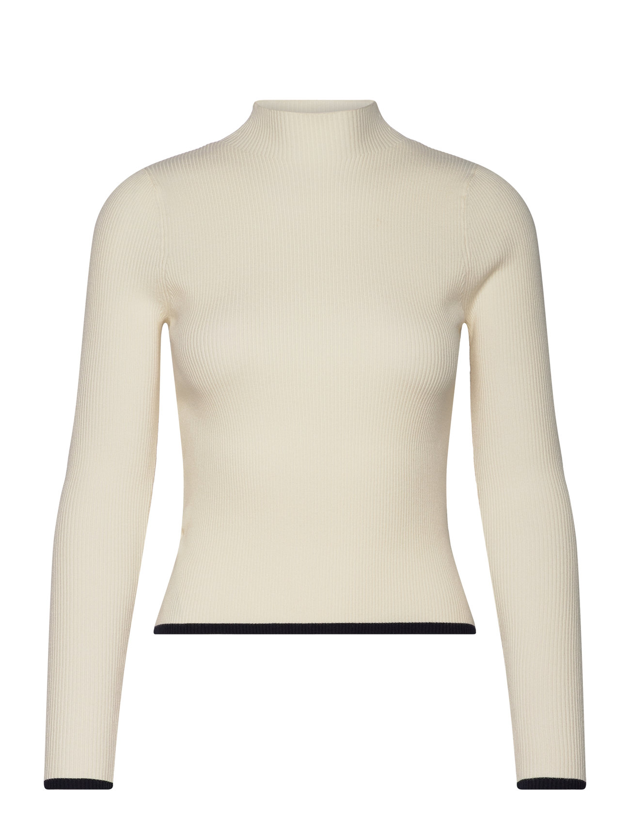 Perkins-Neck Rib-Knit Sweater Cream Mango