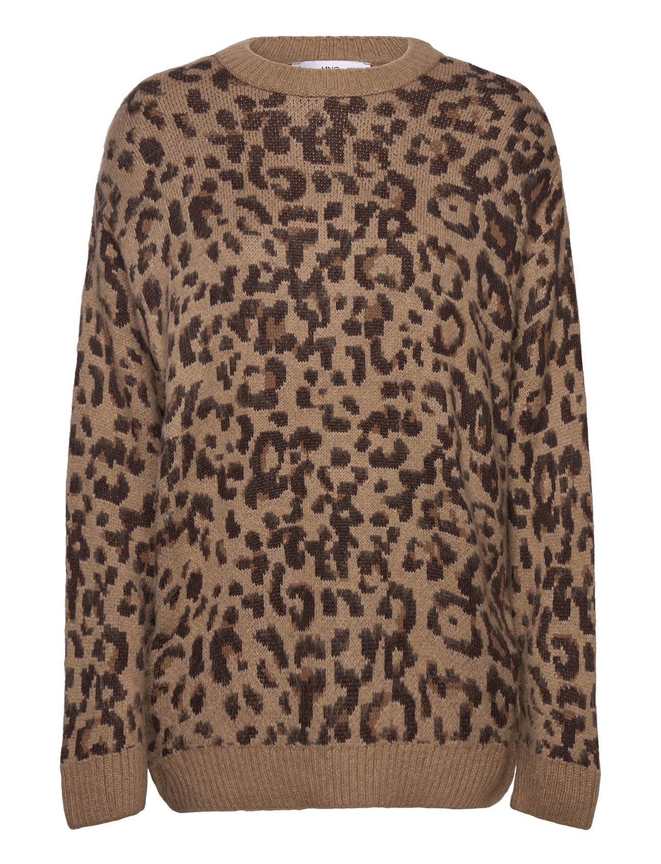 Leopard-Print Sweater With Contrasting Trims Brown Mango