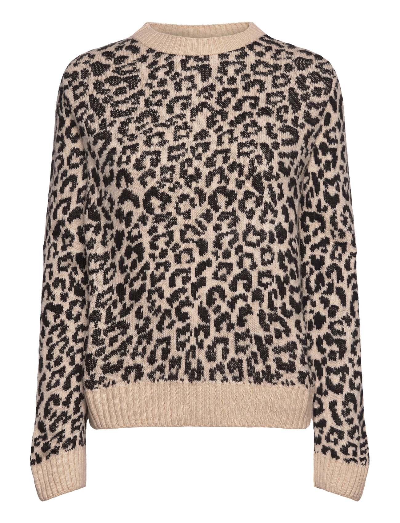 Leopard-Print Sweater With Contrasting Trims Beige Mango