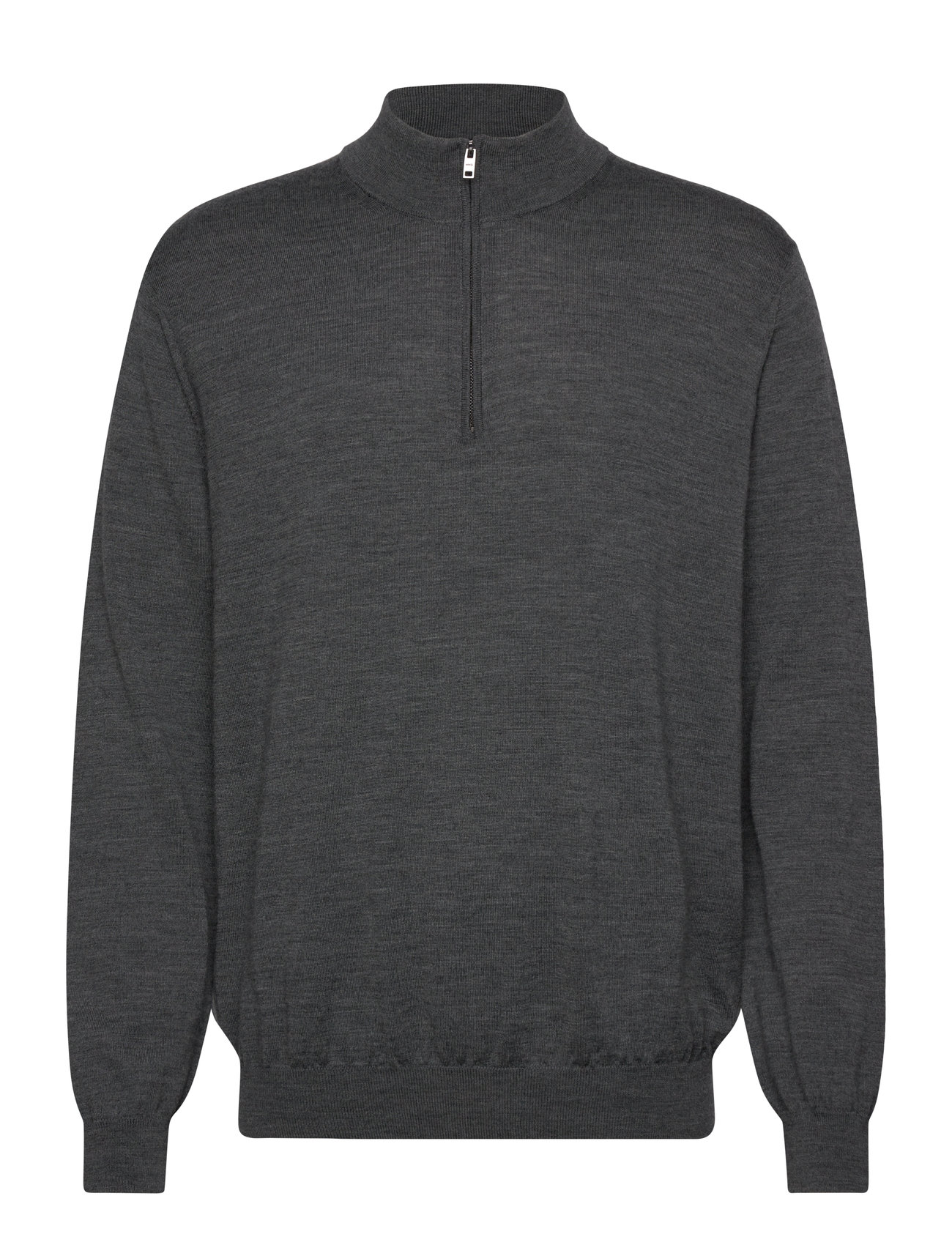100% Merino Wool Sweater With Zip-Neck Grey Mango