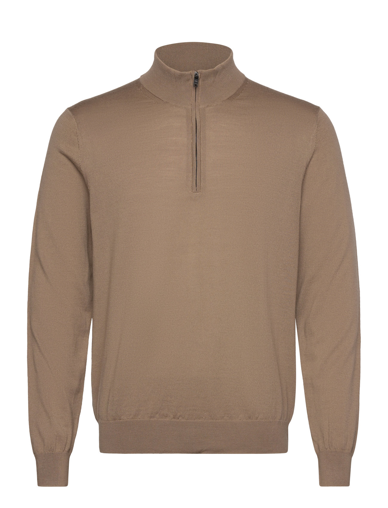 100% Merino Wool Sweater With Zip-Neck Brown Mango