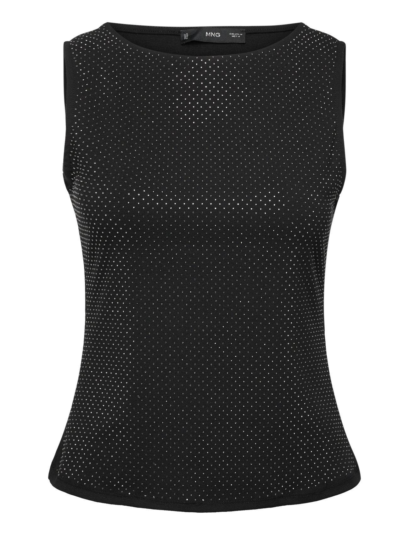 Sequined Cotton Top Black Mango