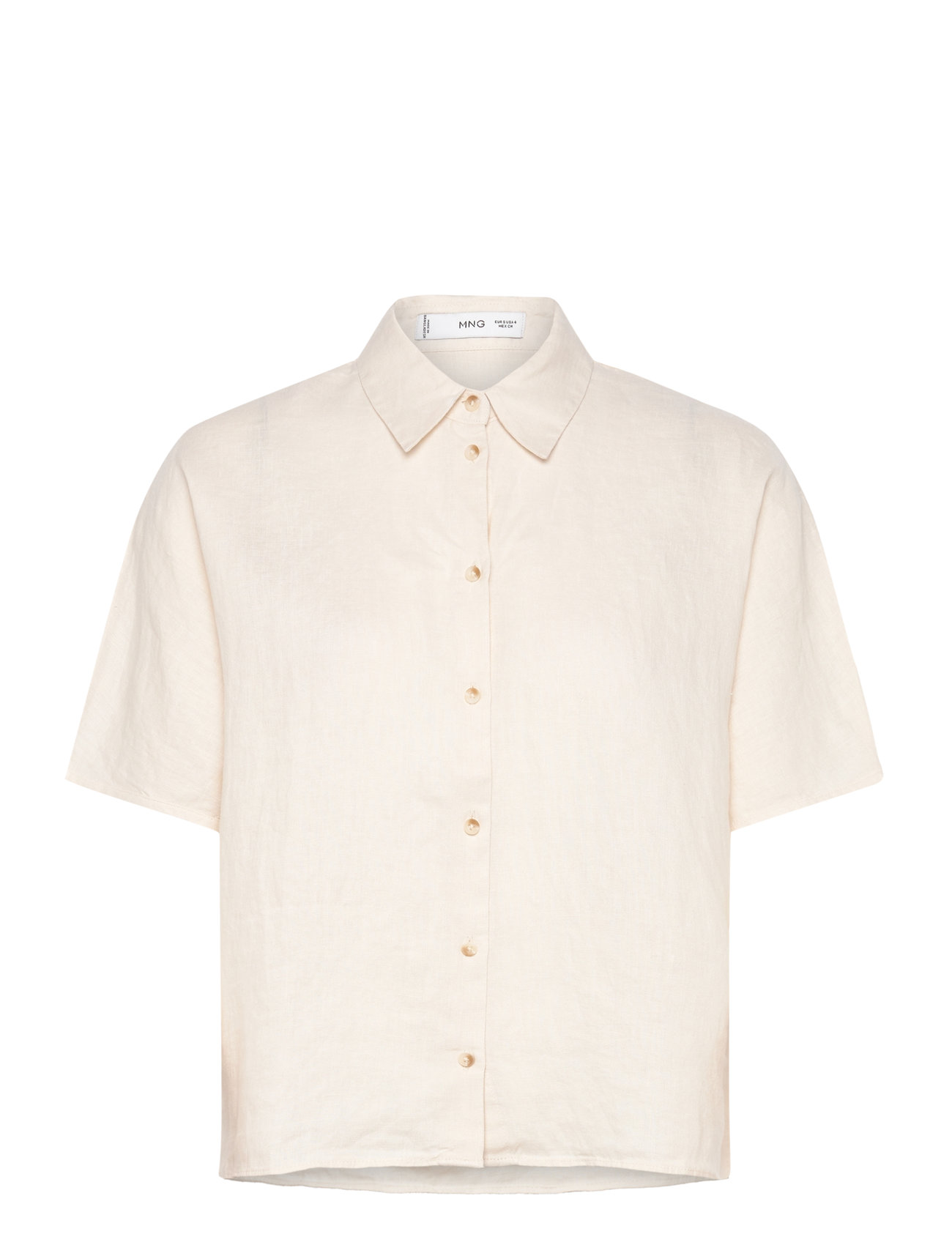 Short Sleeve Linen-Blend Shirt Cream Mango