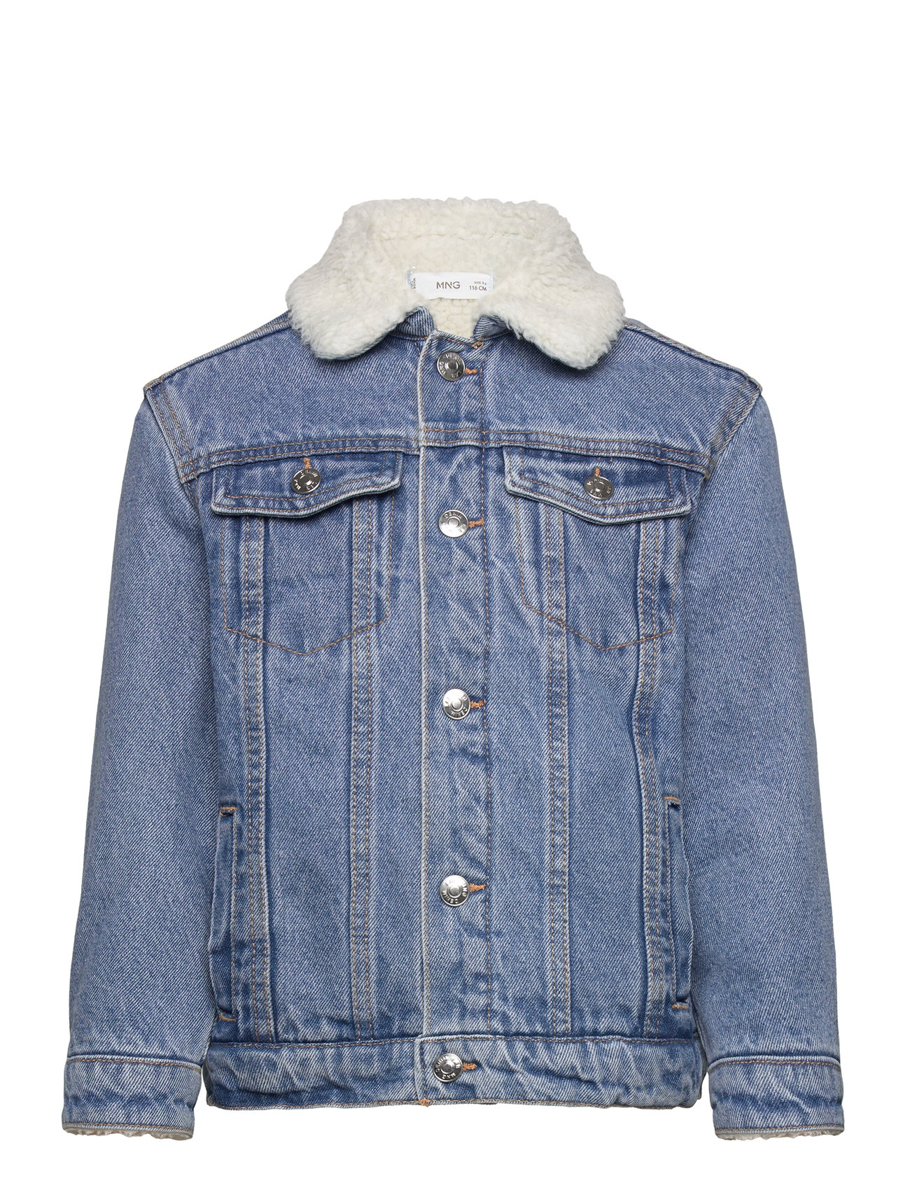 Mango Shearling Denim Jacket Blå