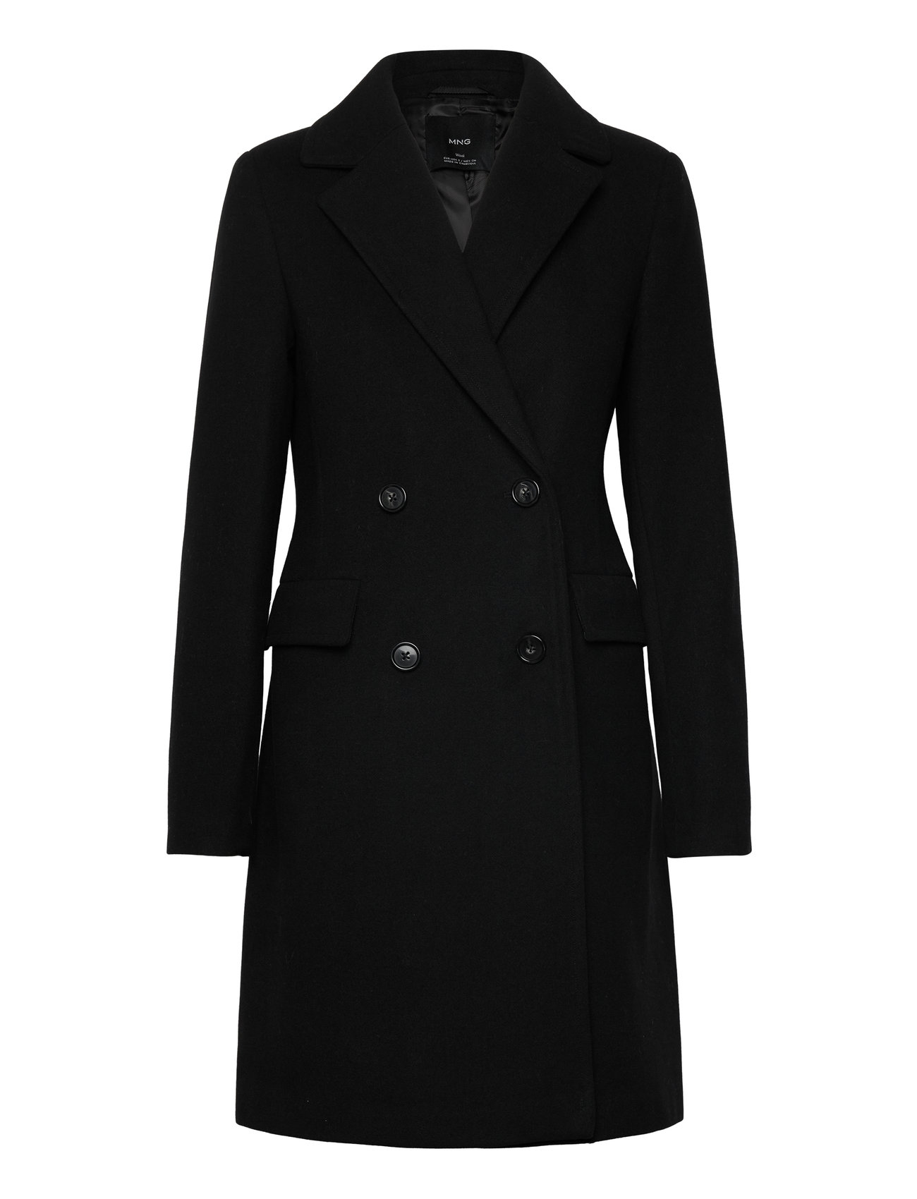 Double-Breasted Wool Coat Ullfrakk Frakk Black Mango