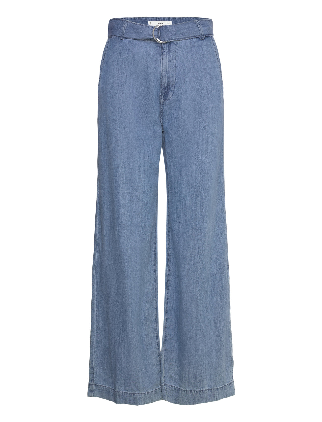 Flowy Wideleg Trousers With Belt Blue Mango