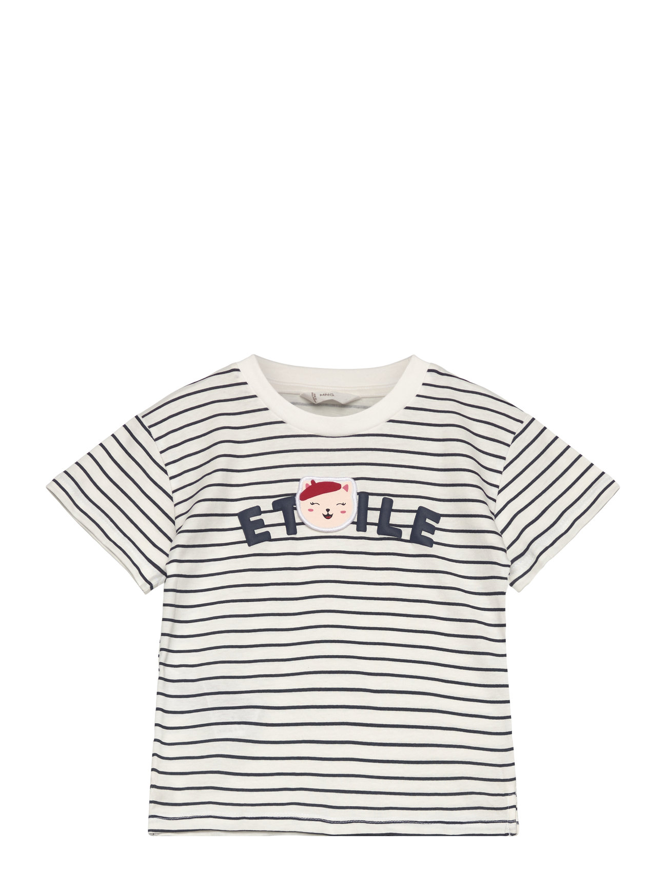 Striped Cotton T-Shirt White Mango