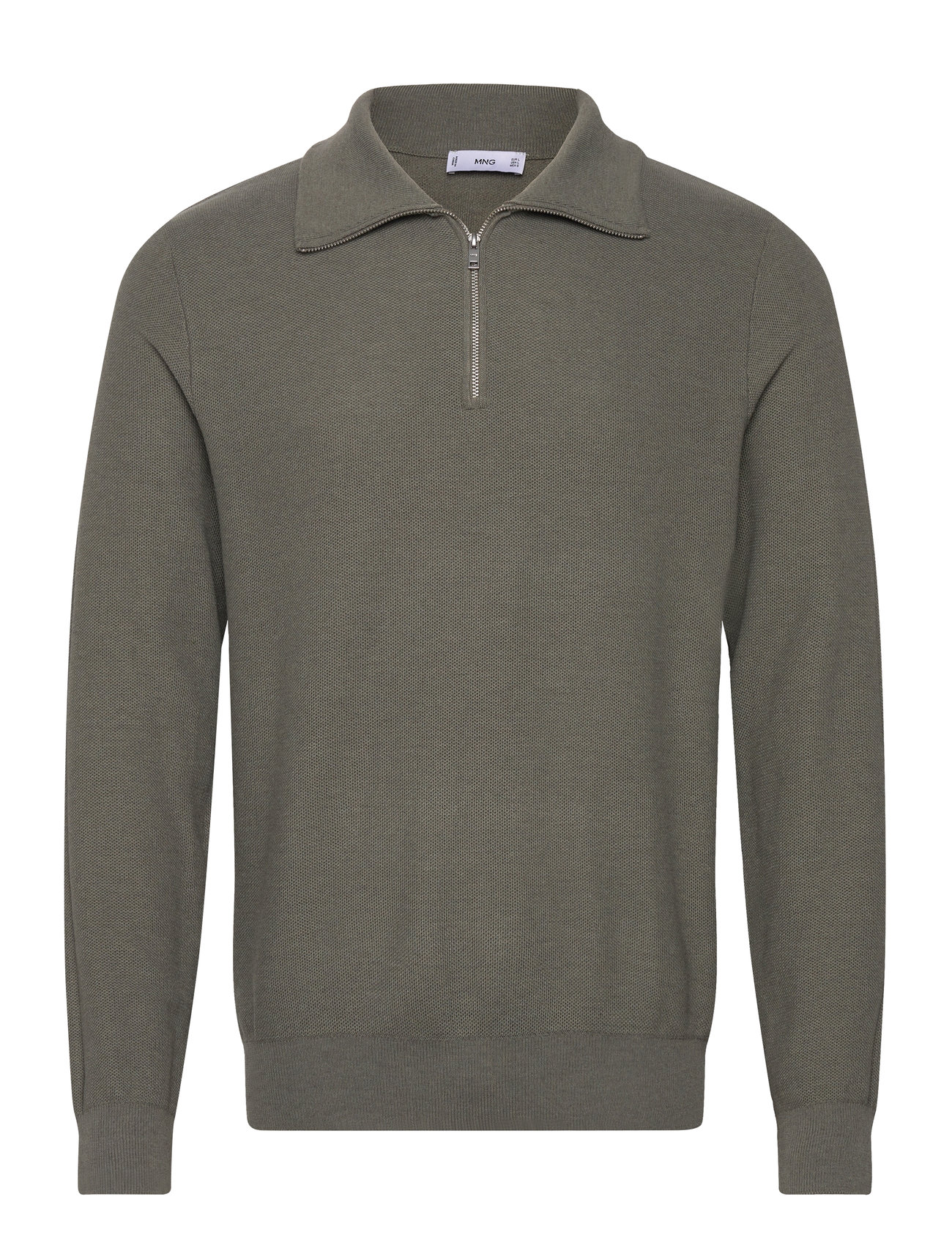 Mango Sweater With Polo-Neck Structure And Zip Grön