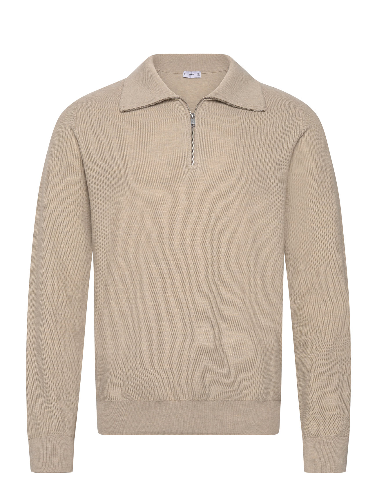 Mango Sweater With Polo-Neck Structure And Zip Beige