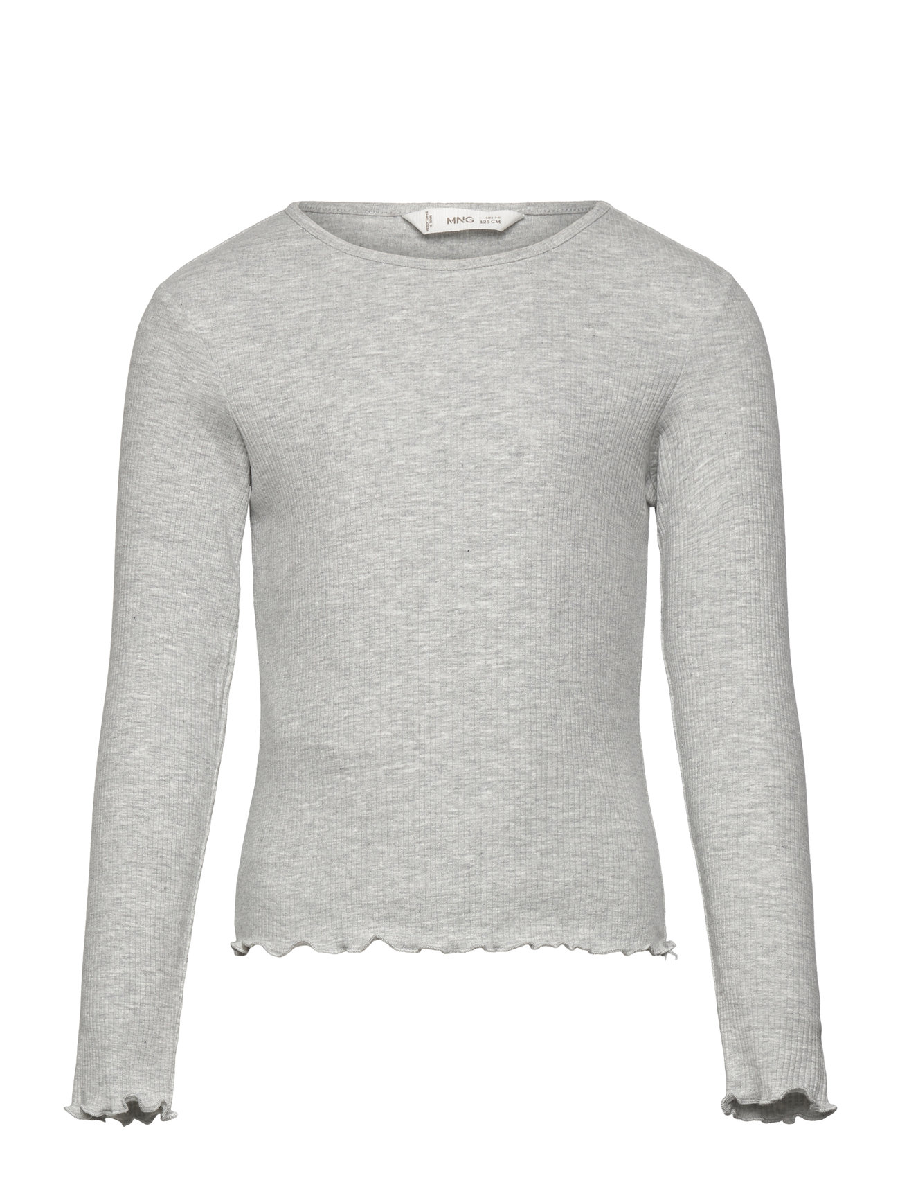 Ribbed Long-Sleeved T-Shirt Grey Mango