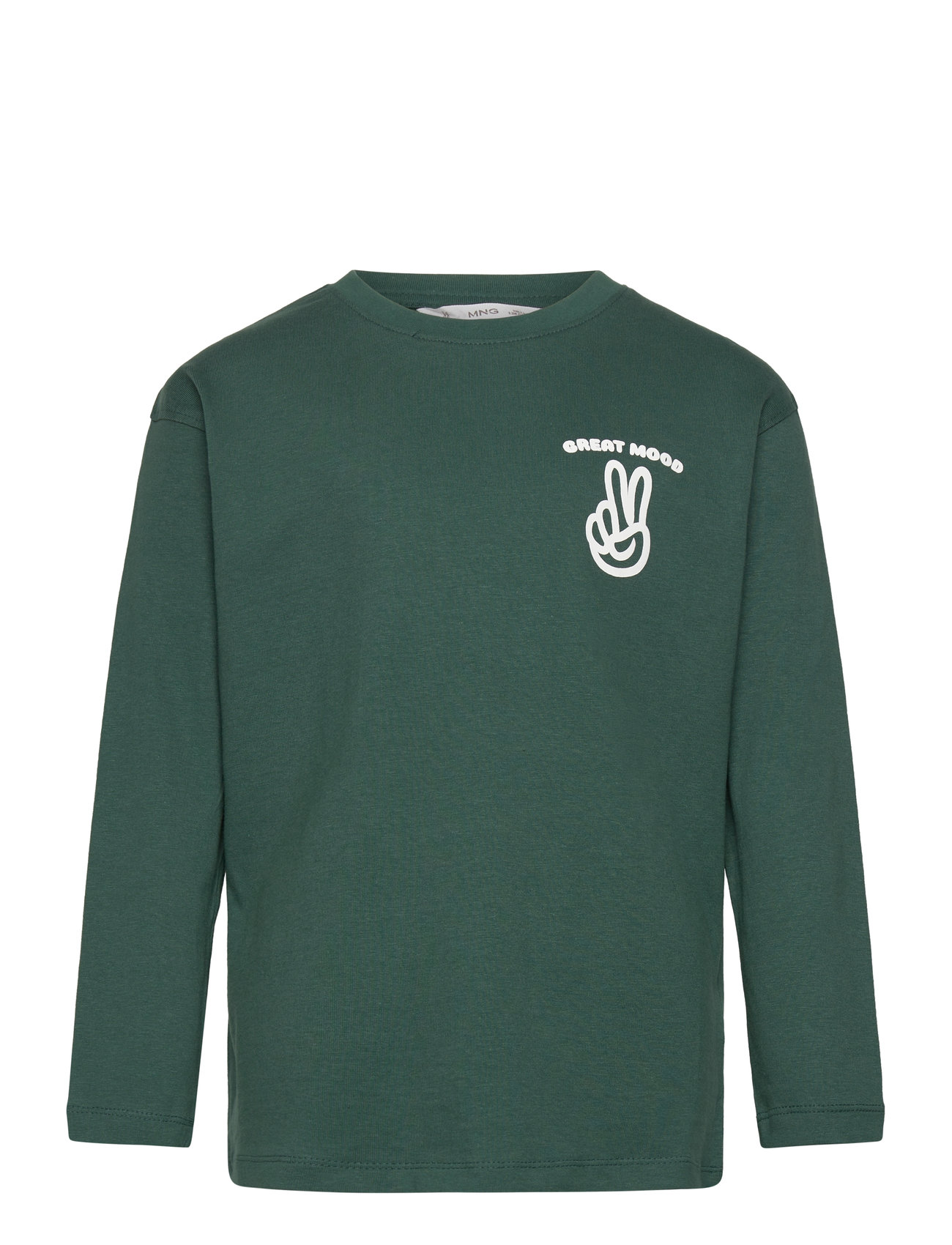 Printed Long Sleeve T-Shirt Green Mango 172458