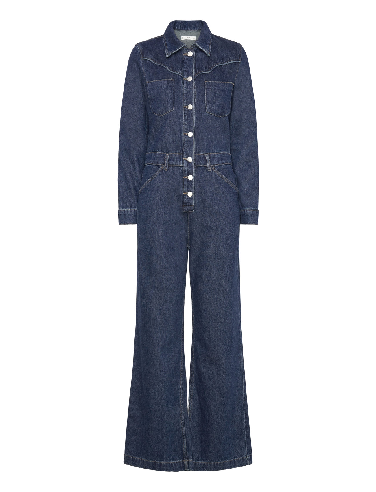 Mango Long Denim Jumpsuit Blå