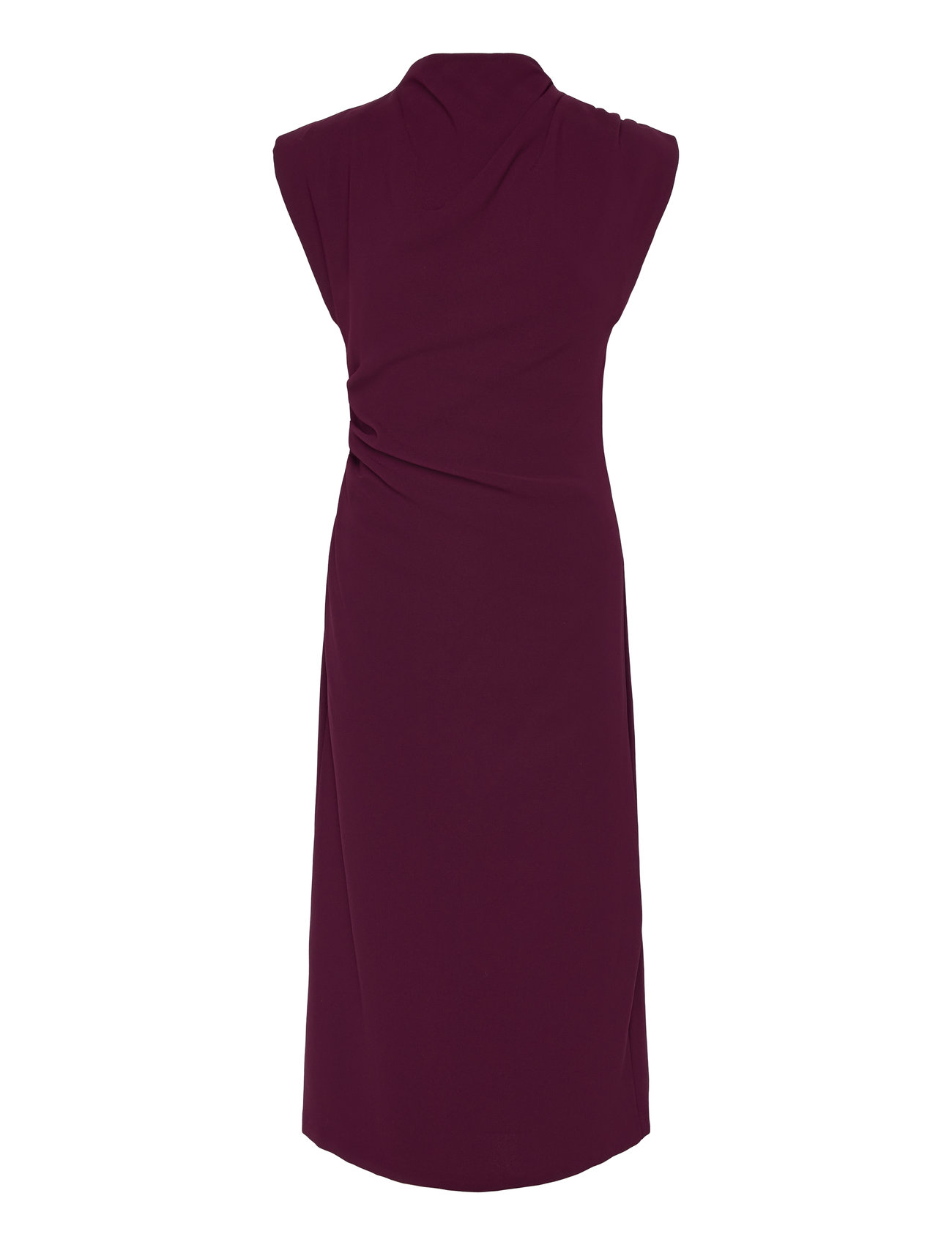 Mango Gathered Turtleneck Dress Burgundy