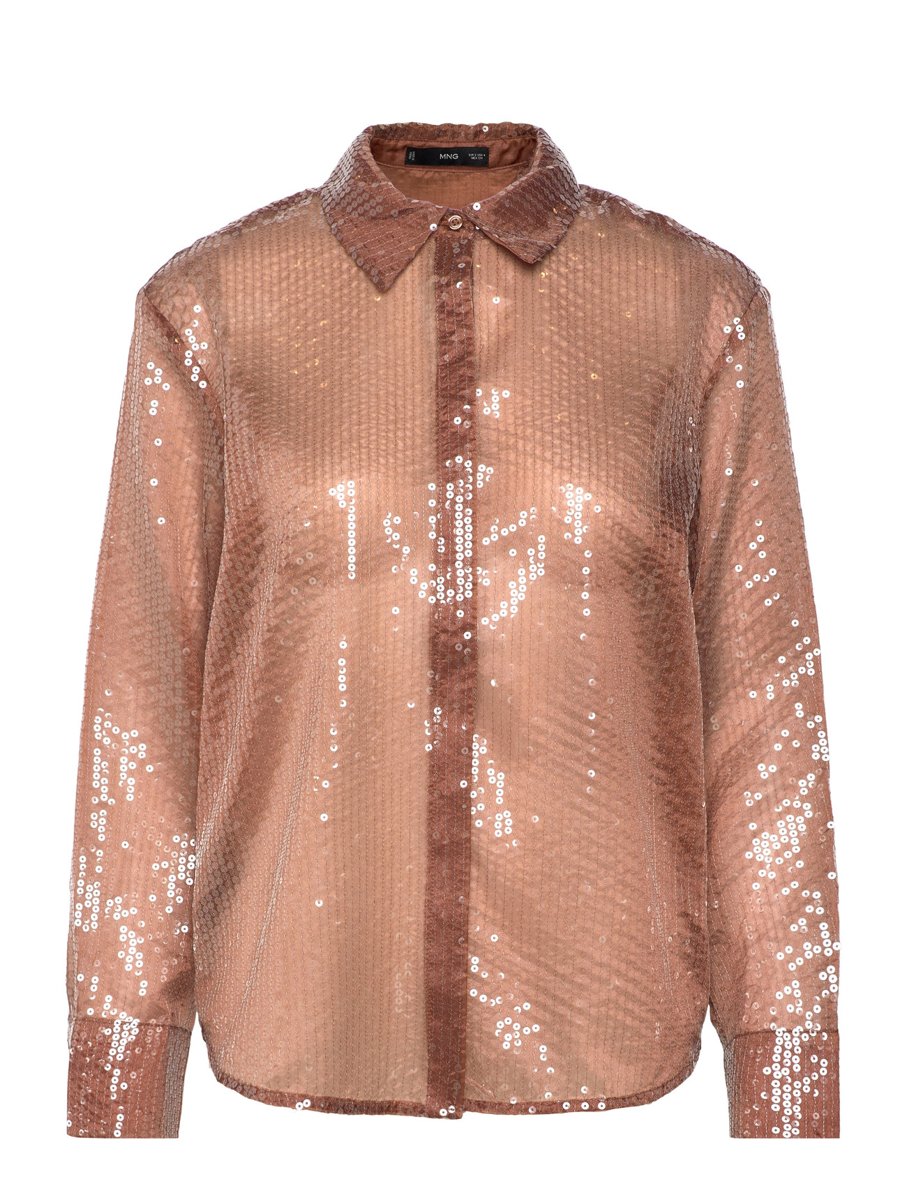 Semi-Transparent Sequined Shirt Brown Mango