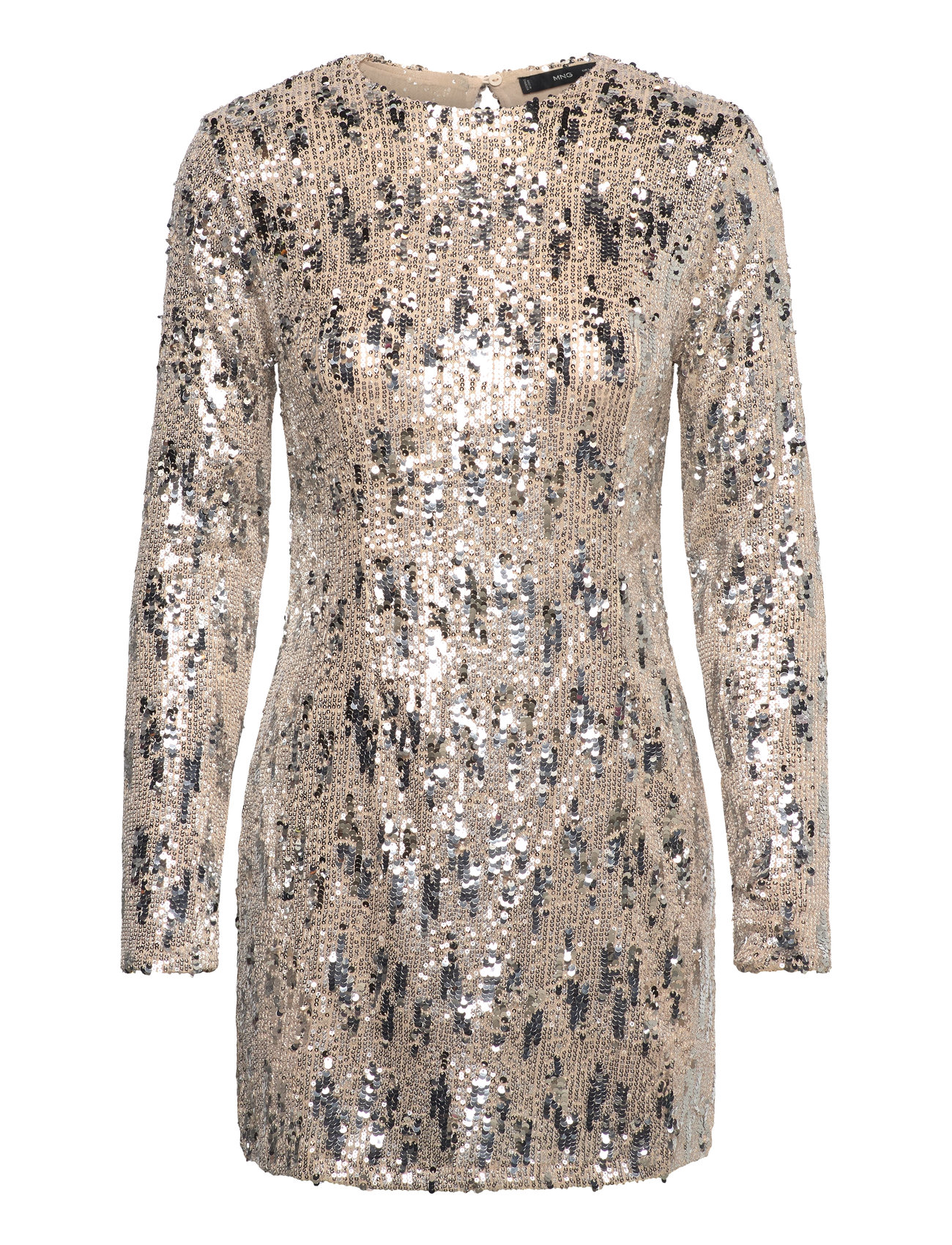 Mango Sequin Shoulder Pads Dress Silver