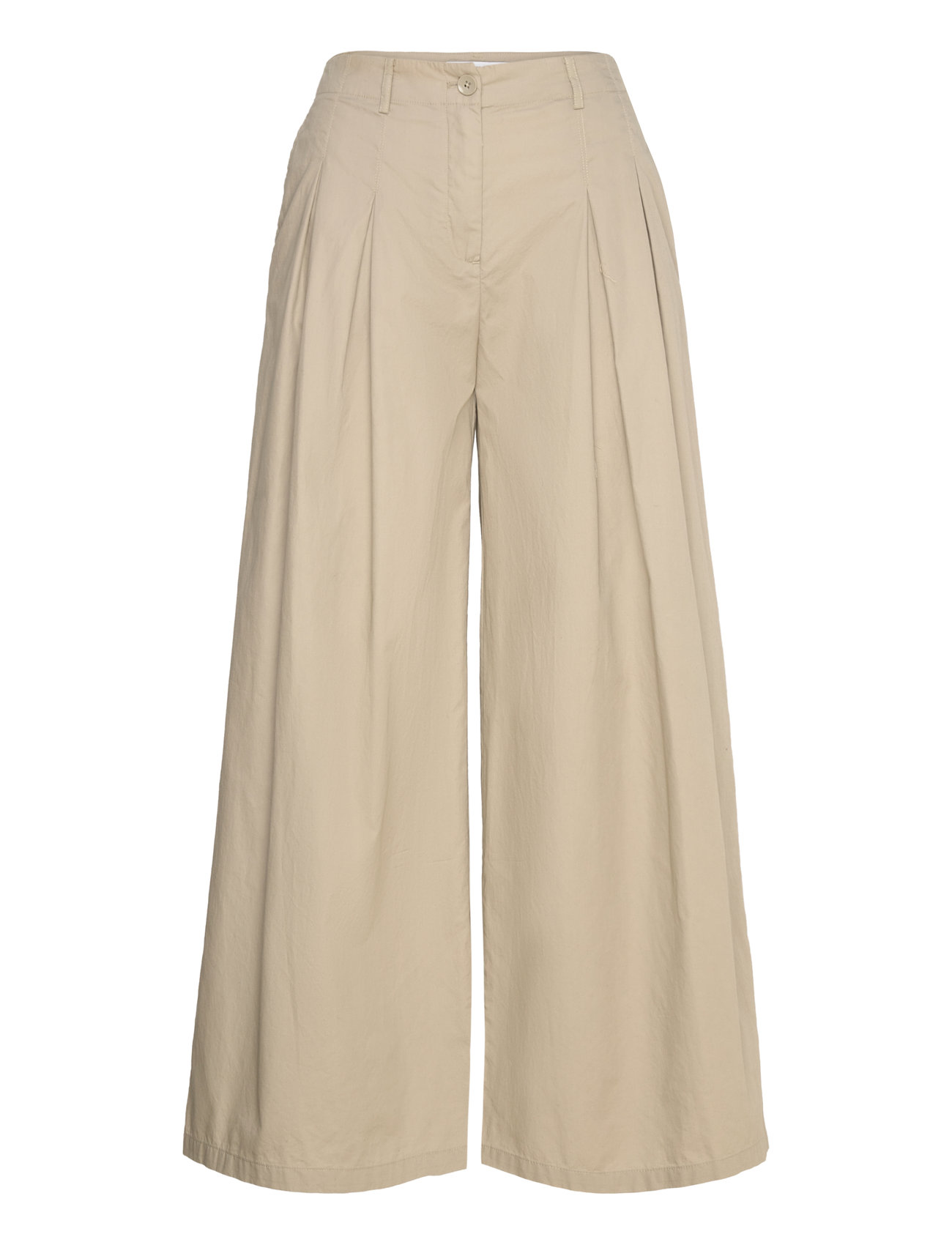 Cotton Pleated Trousers Beige Mango 172564