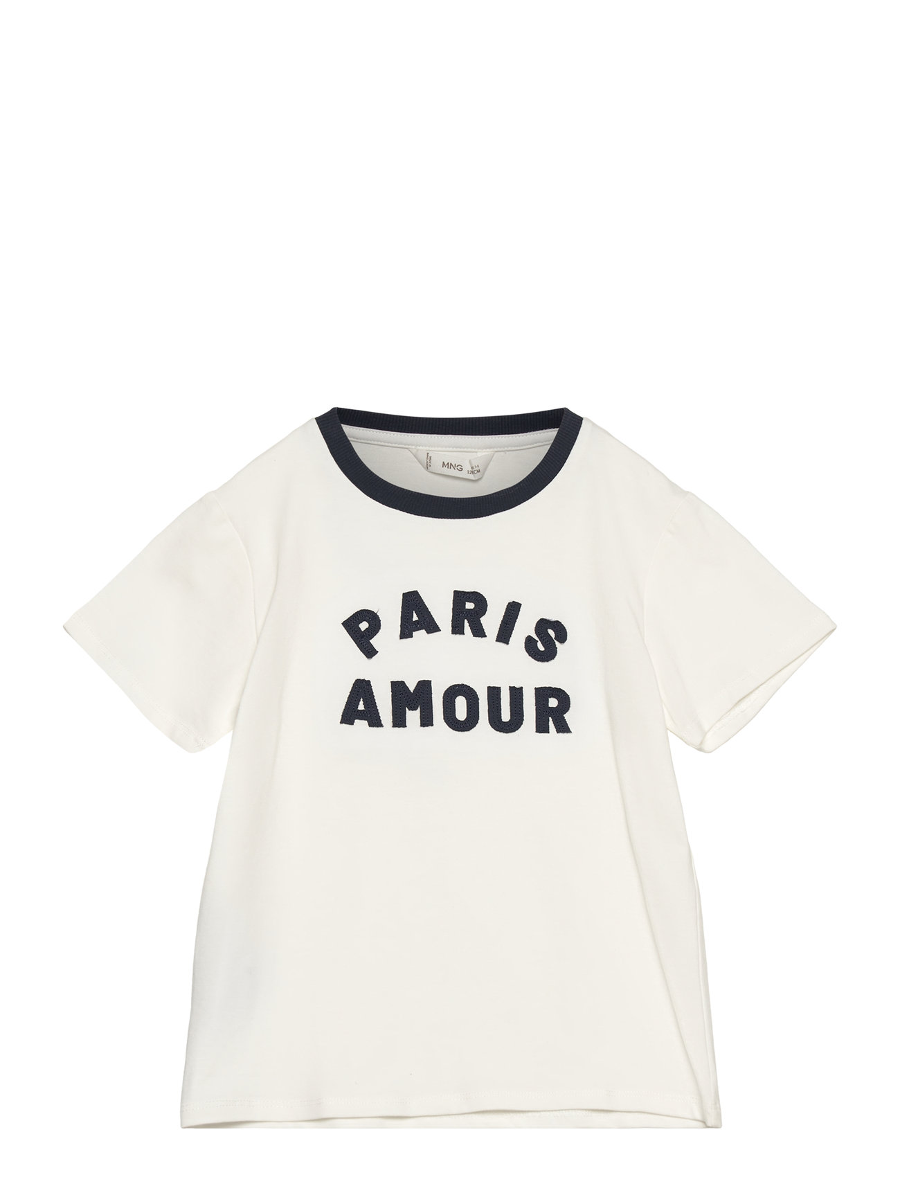 Contrast Neck T-Shirt White Mango