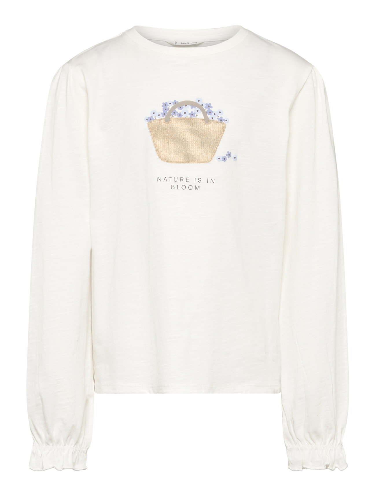 Printed Long Sleeve T-Shirt White Mango 185921