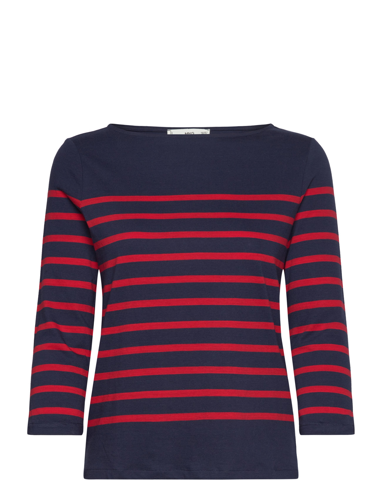 Striped Boat-Neck T-Shirt Navy Mango