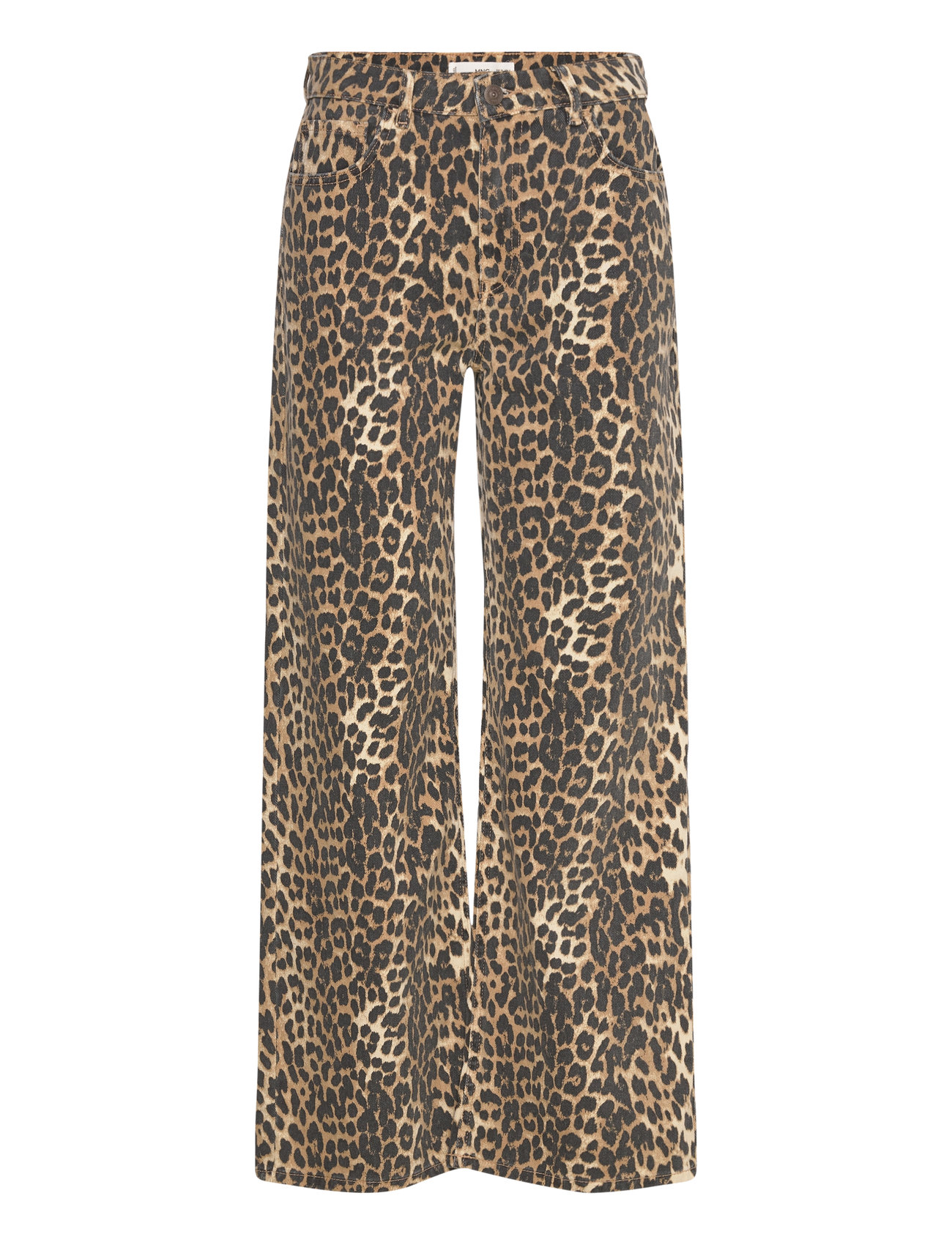 Mango Leopard-Print High-Waist Straight-Fit Jeans Brun