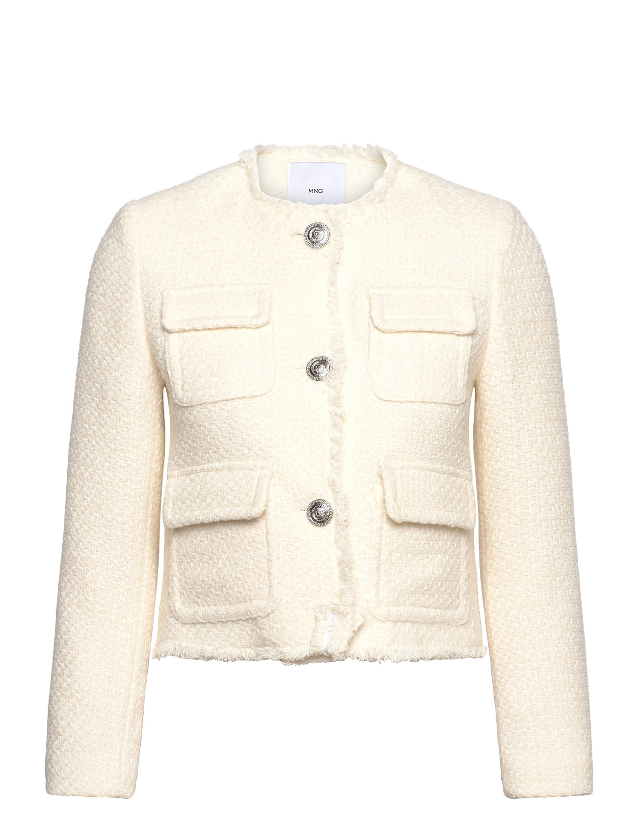 Pocket Tweed Jacket White Mango