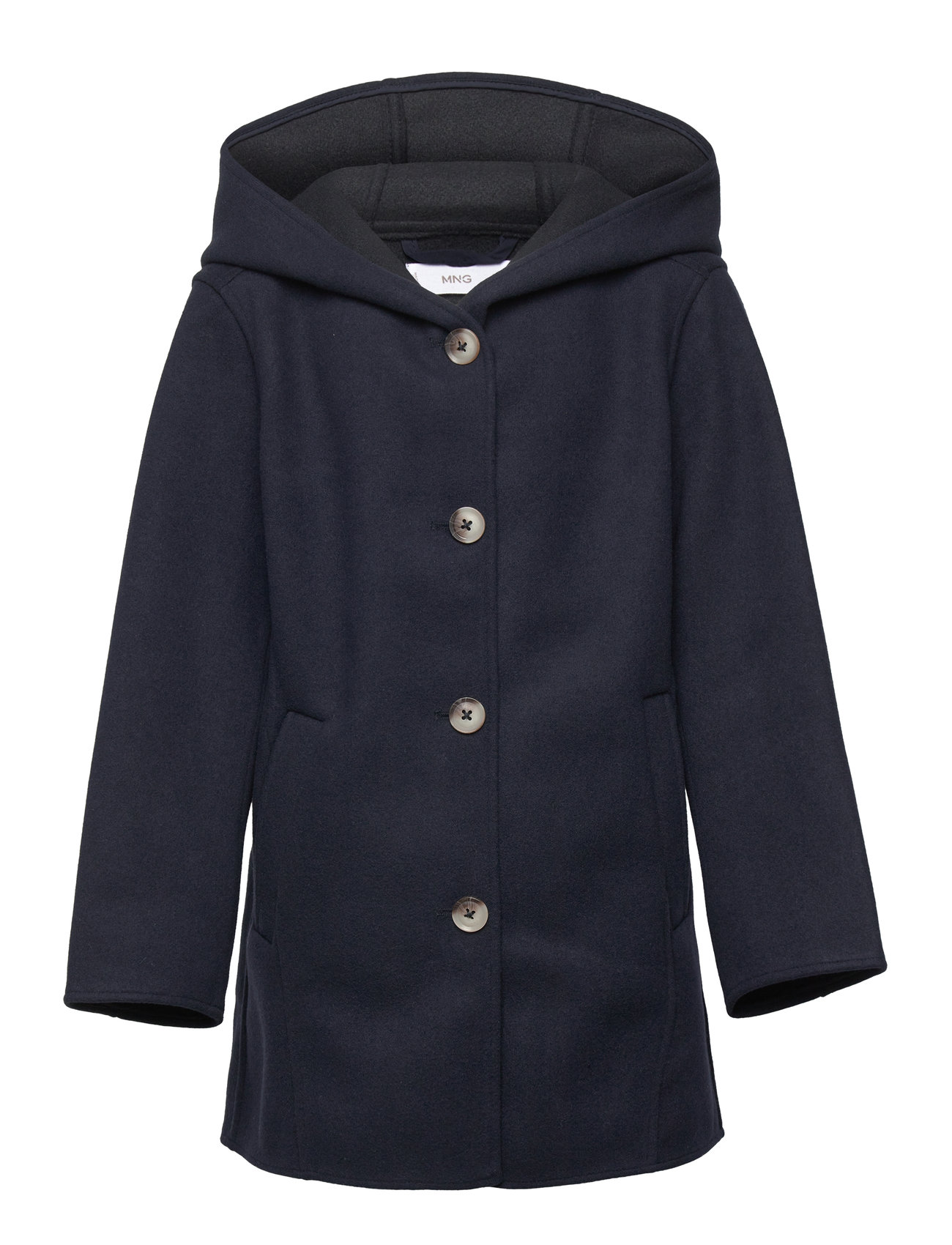 Hooded Button Coat Outerwear Jackets & Coats Coats Navy Mango