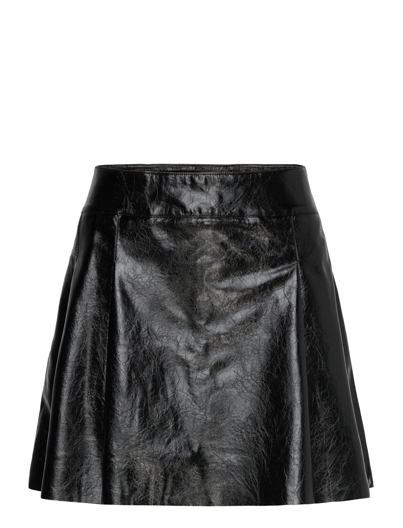 Mango Leather-Effect Pleated Mini-Skirt Svart