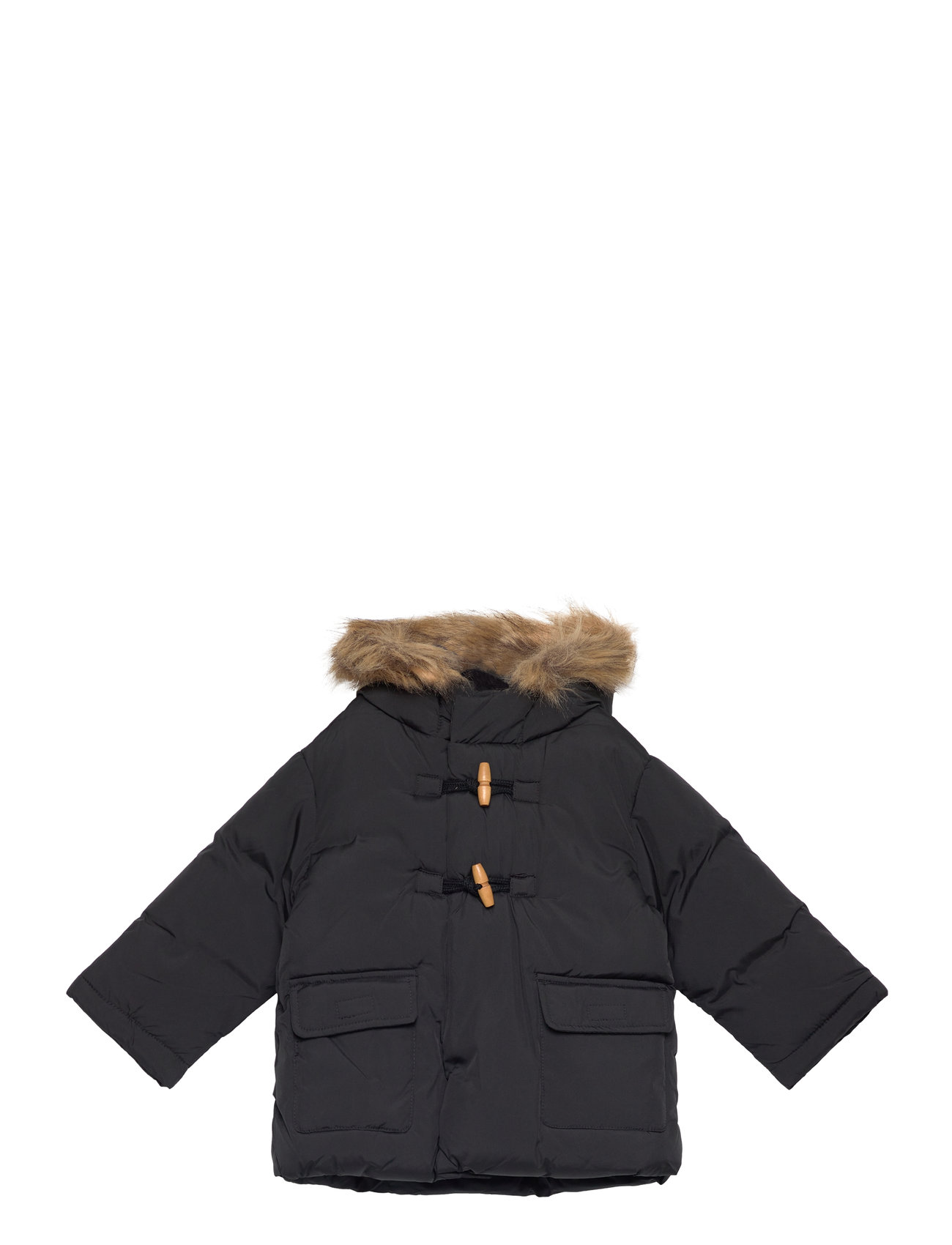 Mango Quilted Coat With Fur-Effect Hood Svart