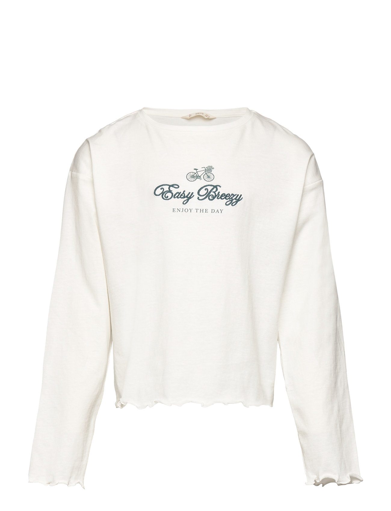 Embroidered Detail Cotton T-Shirt White Mango 185846