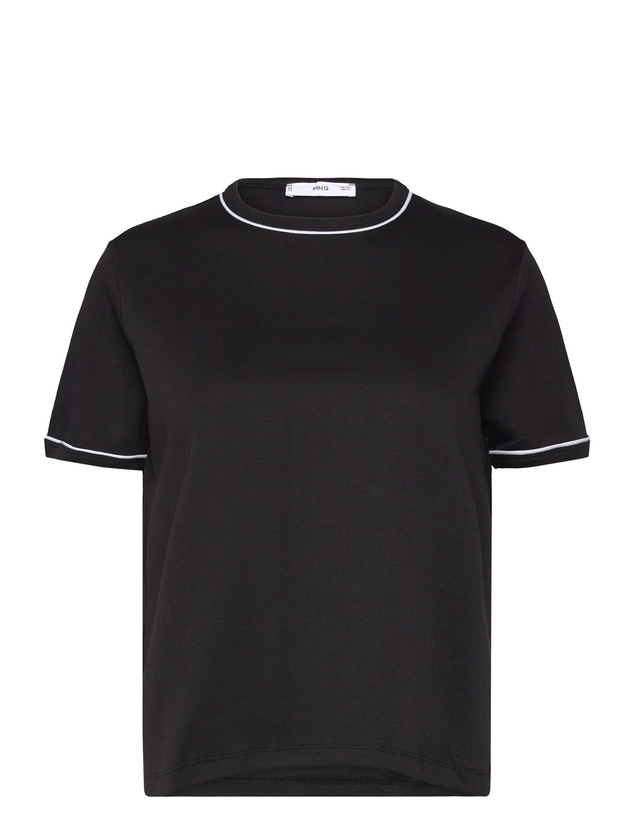 Cotton T-Shirt With Contrasting Trim Black Mango