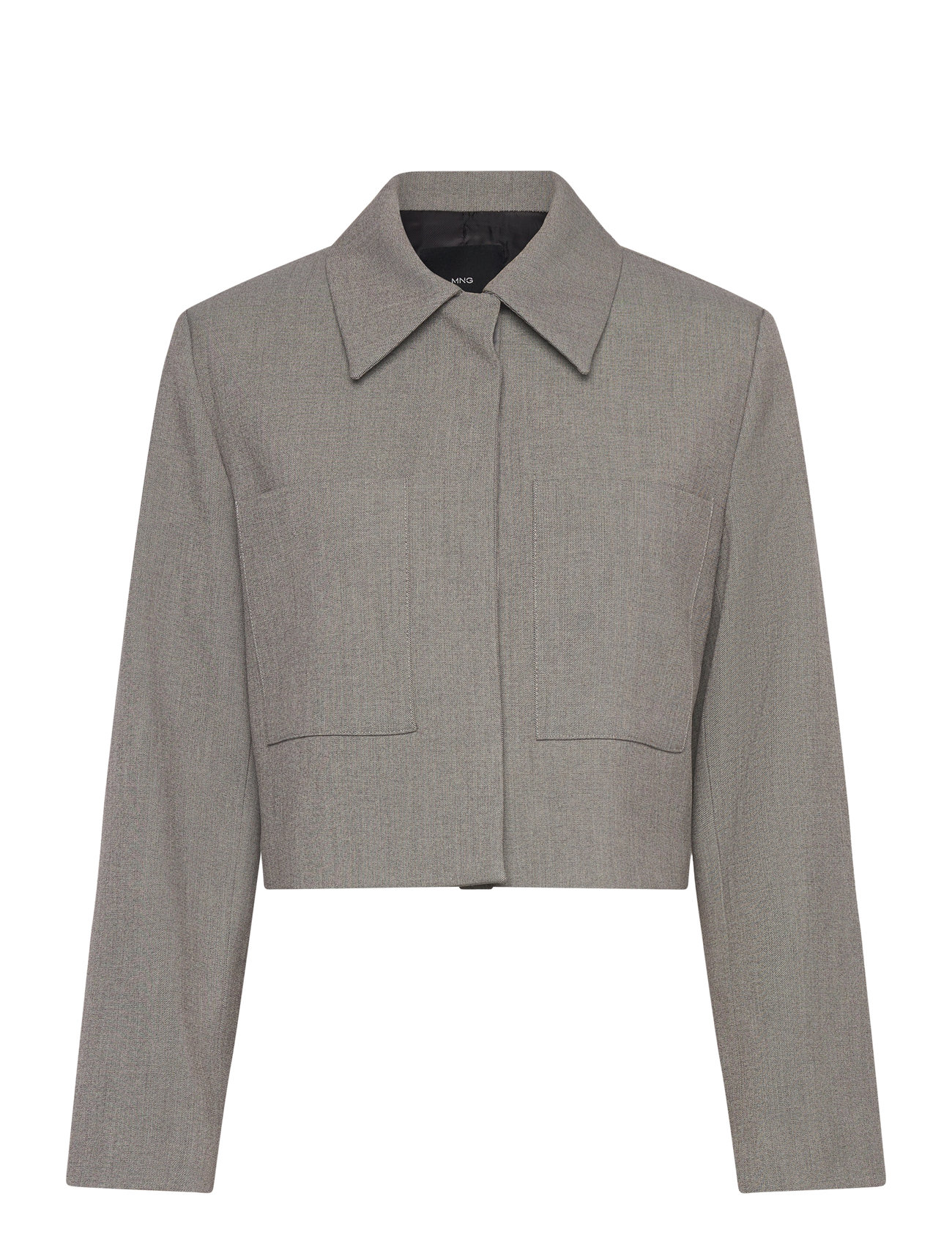 Cropped Jacket With Pockets Grey Mango
