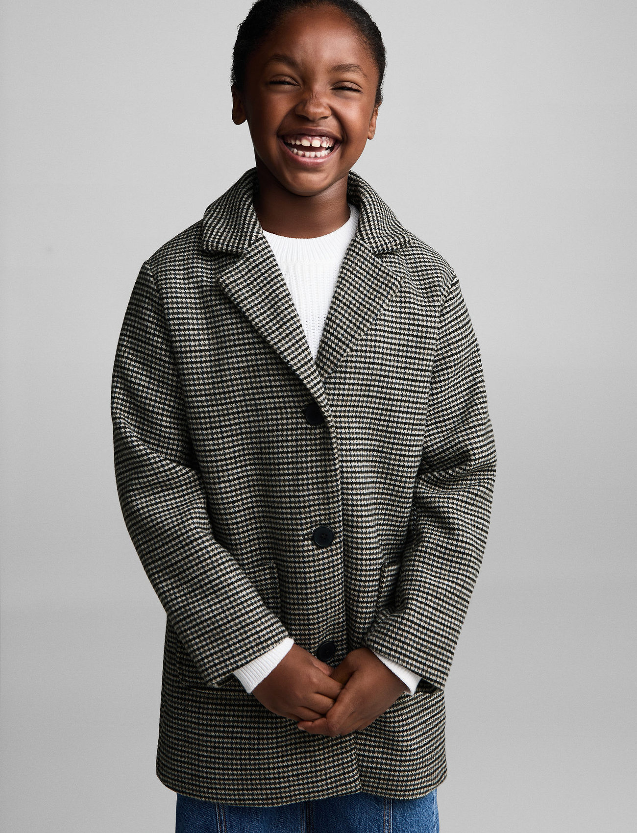 Mango Houndstooth Coat, 122, Brown, Jakker & Frakker > Lette Jakker, Børn