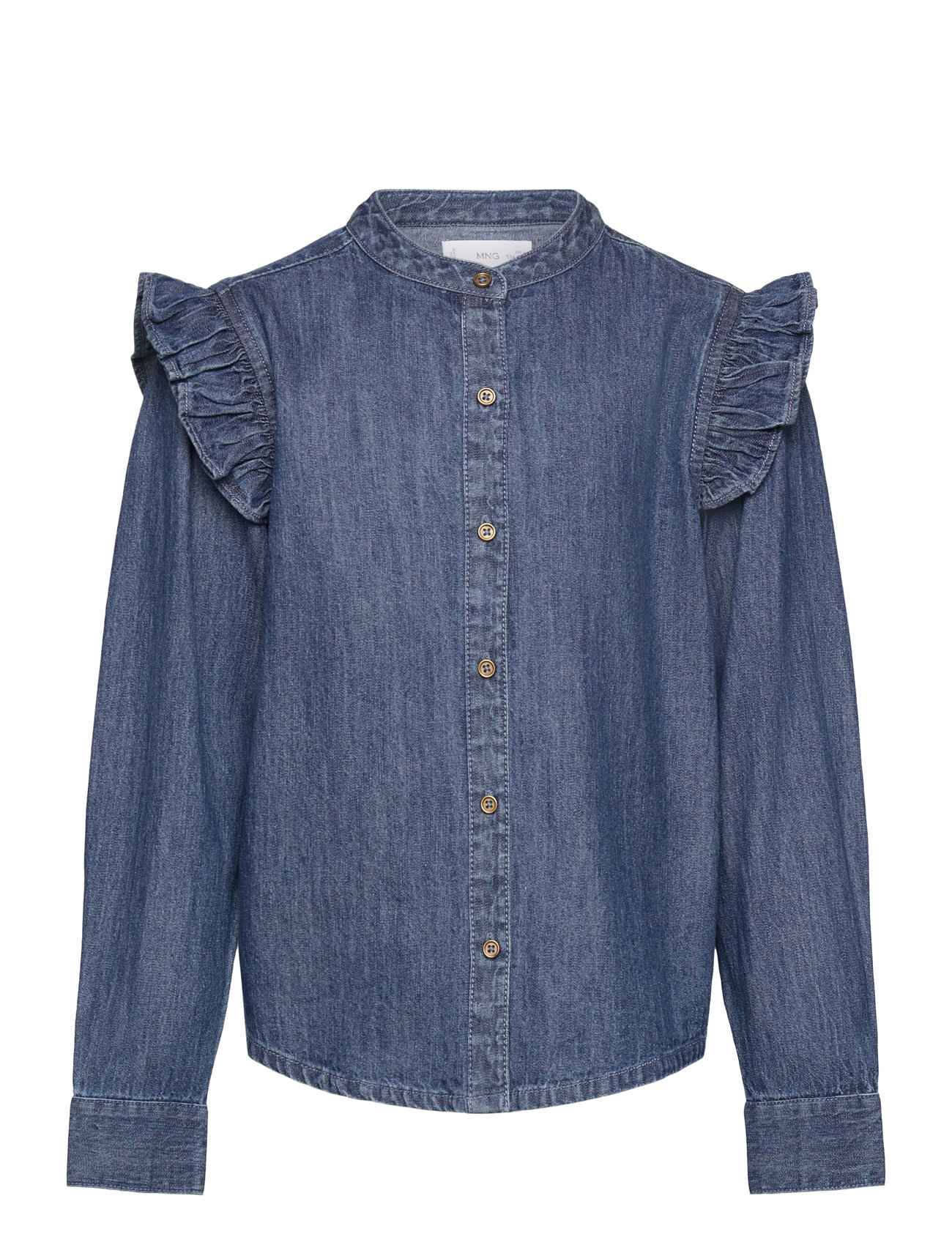 Ruffled Denim Shirt Blue Mango